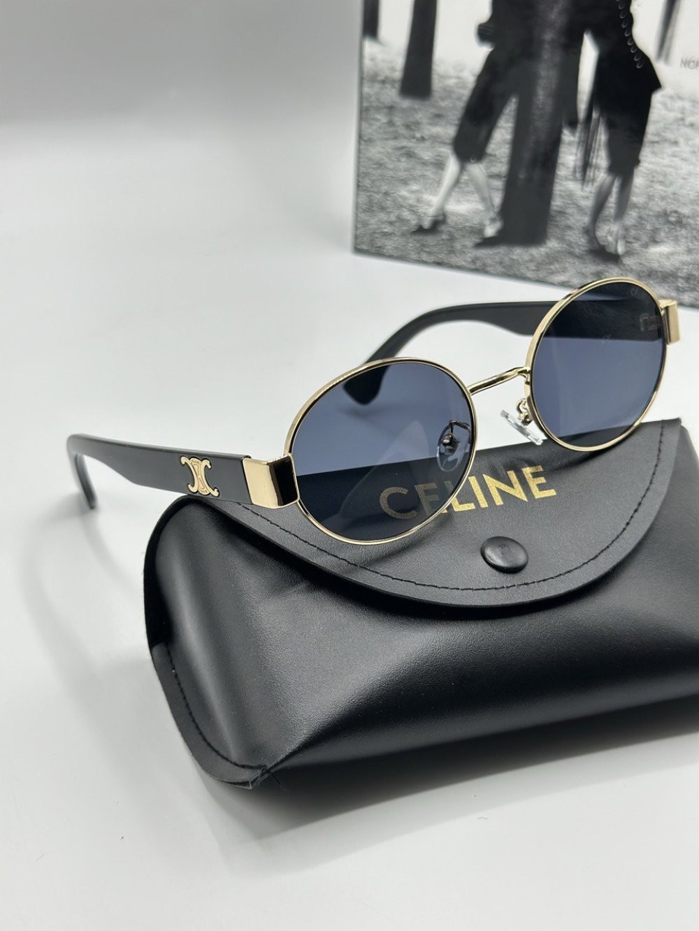 Celine Gold - Siyah Metal Kasa Unisex Güneş Gözlüğü 