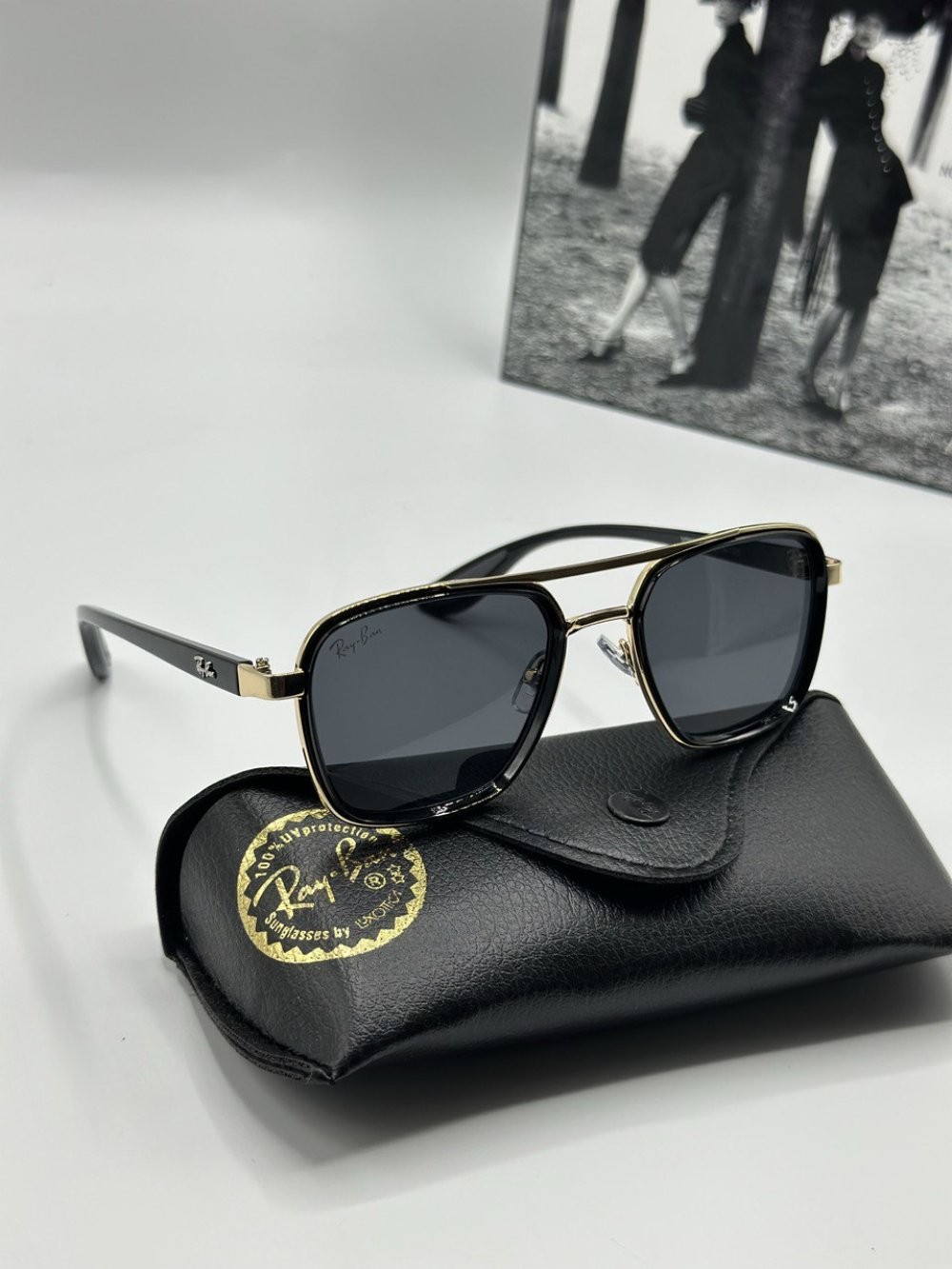 Rayban Ferrari Gold Siyah Cam İthal Unisex Güneş Gözlüğü  