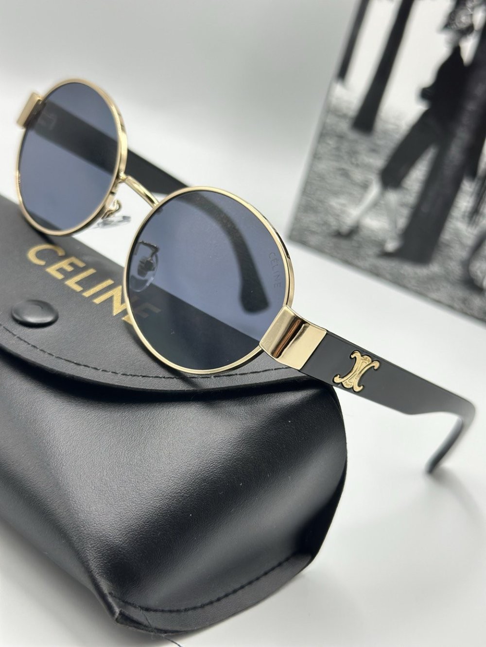 Celine Gold - Siyah Metal Kasa Unisex Güneş Gözlüğü 