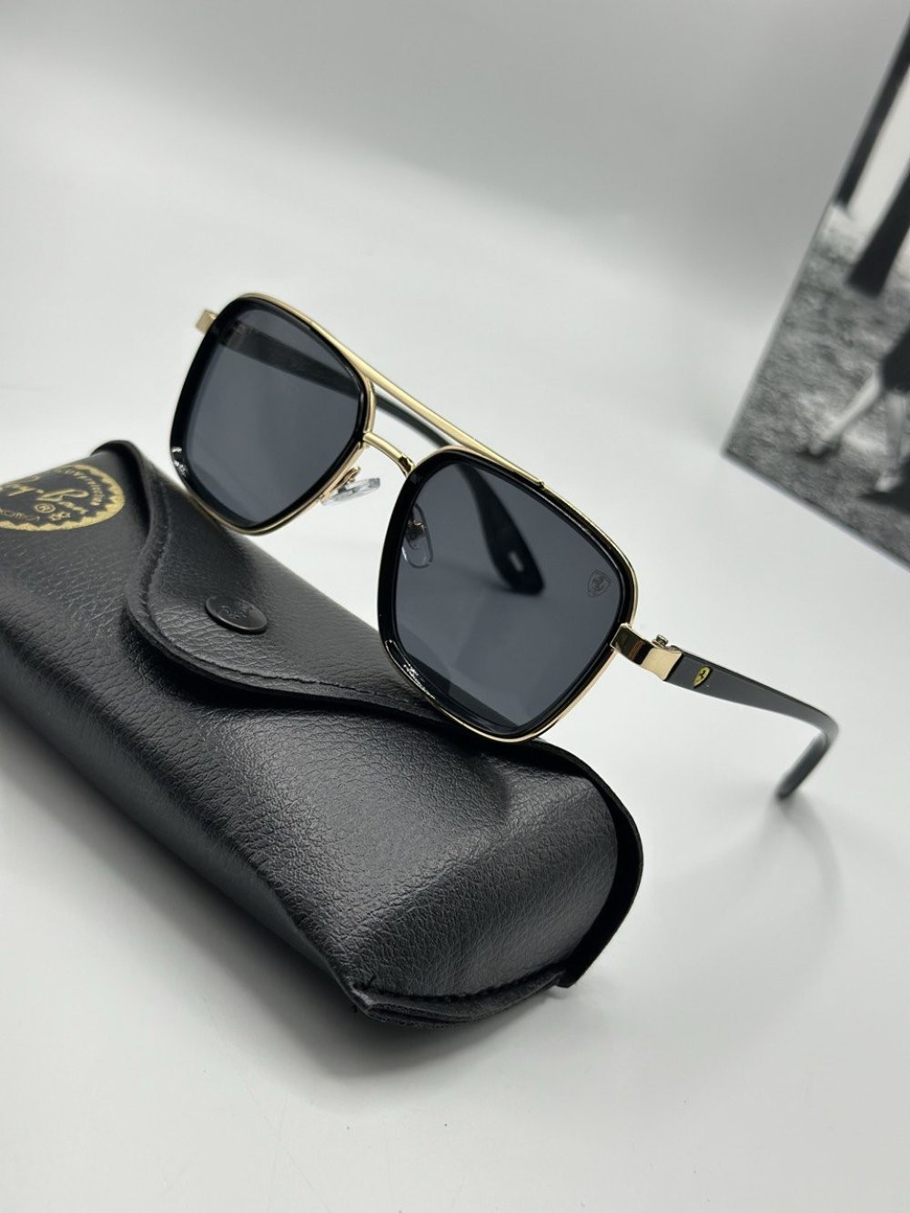 Rayban Ferrari Gold Siyah Cam İthal Unisex Güneş Gözlüğü 