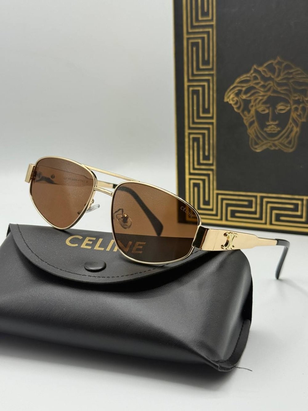 Celine Metal Kasa Kahverengi İthal Unisex Güneş Gözlüğü  