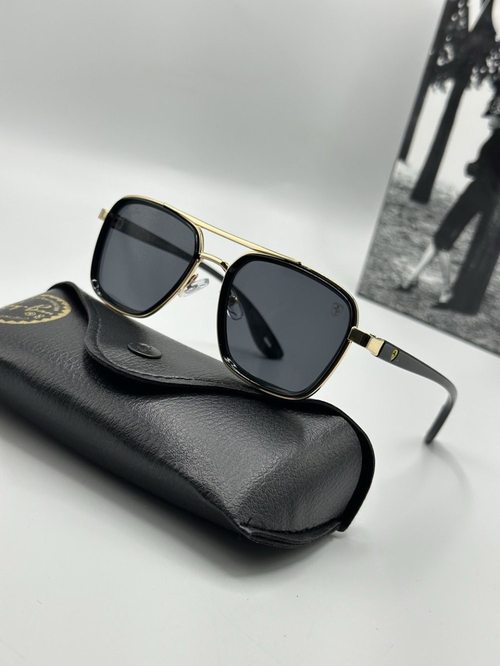 Rayban Ferrari Gold Siyah Cam İthal Unisex Güneş Gözlüğü  