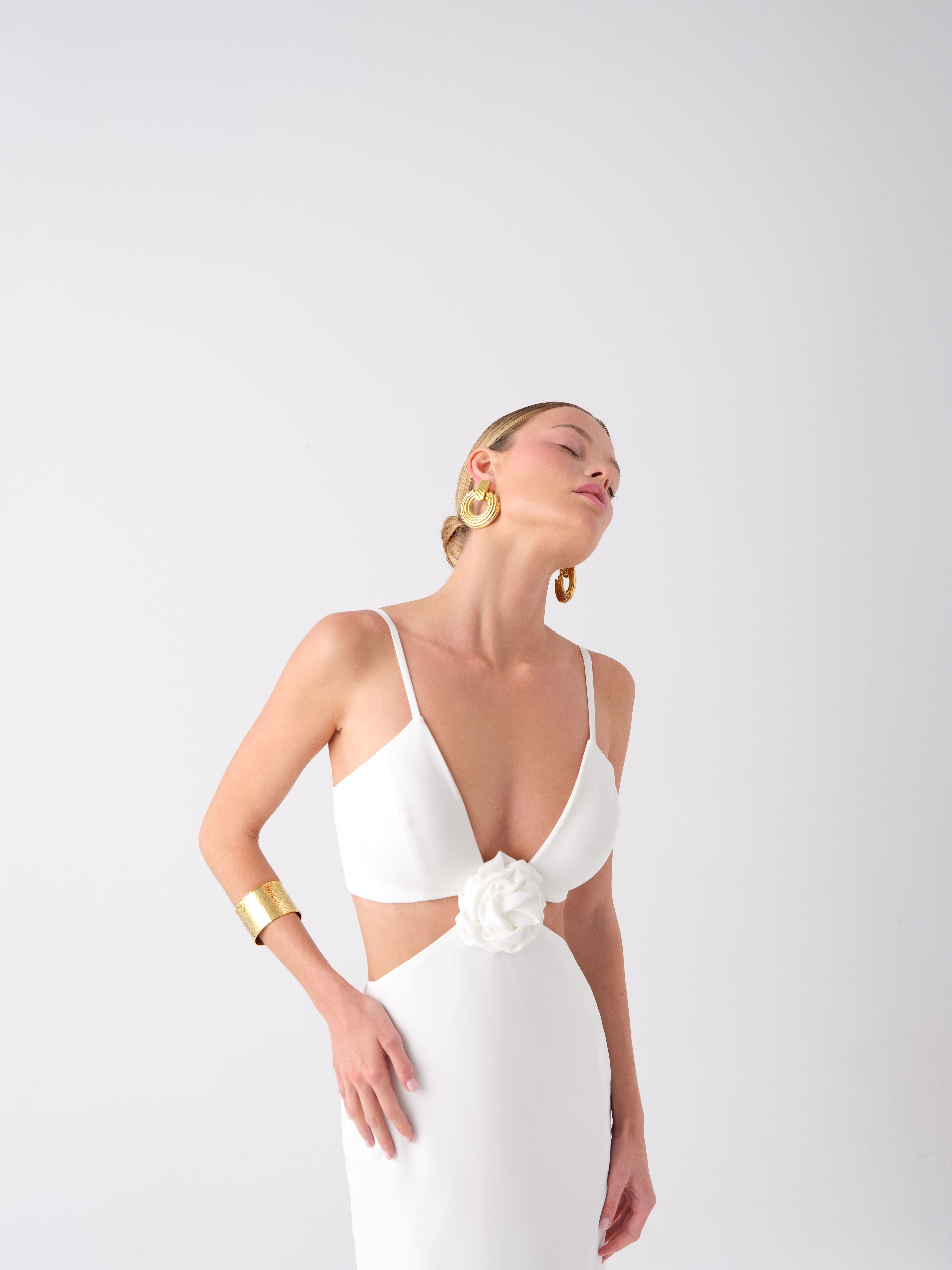 Rosalia Midi Dress in White