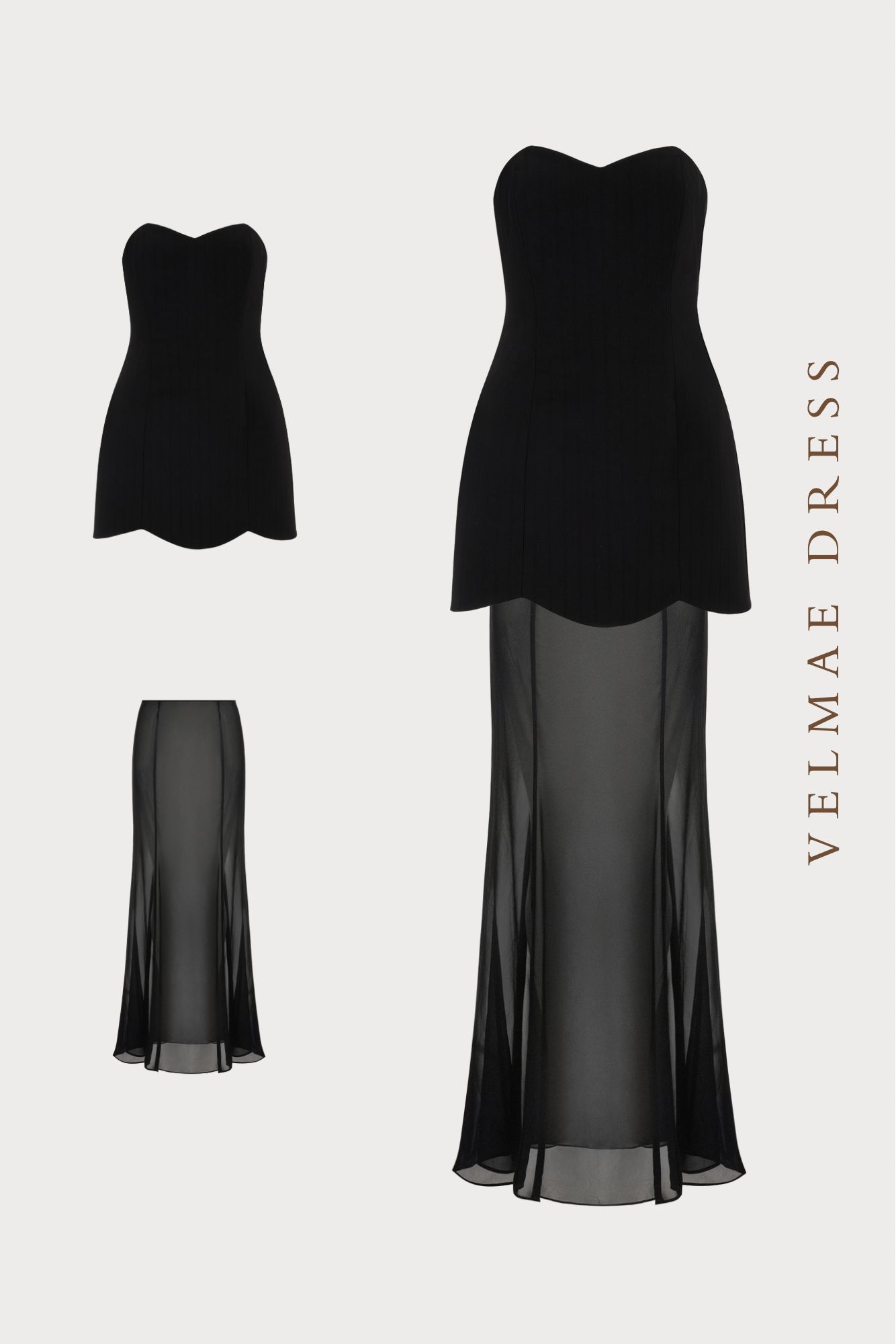 Velma Black Dress with chiffon Skirt