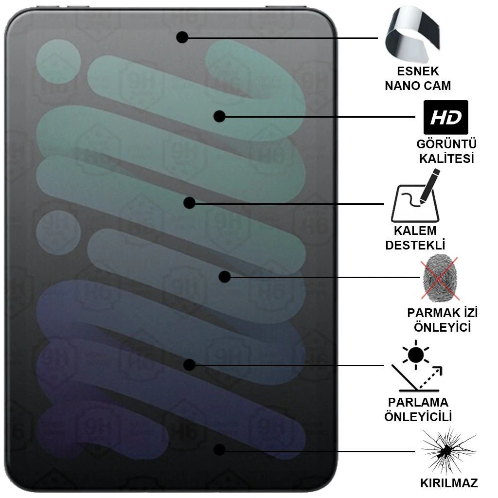TTCLSS-TB-MT-135 Kodlu Tablet Mat Kırılmaz Cam Nano Ekran Koruyucu