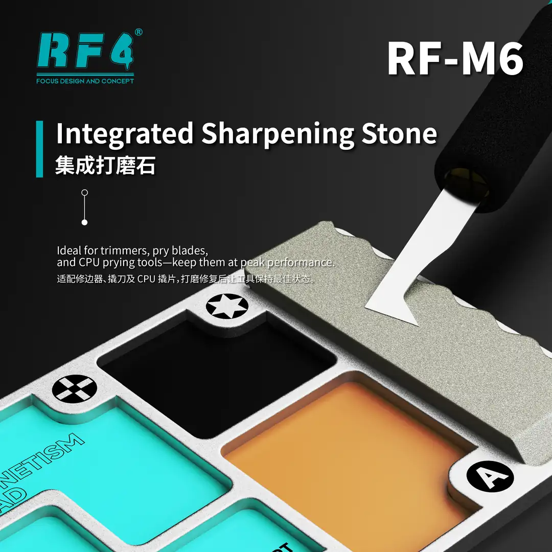 RF4 RF-M6 2’si 1 arada Alüminyum Alaşımlı Vida Saklama Manyetik Tepsisi ve Entegre Bileme Taşı