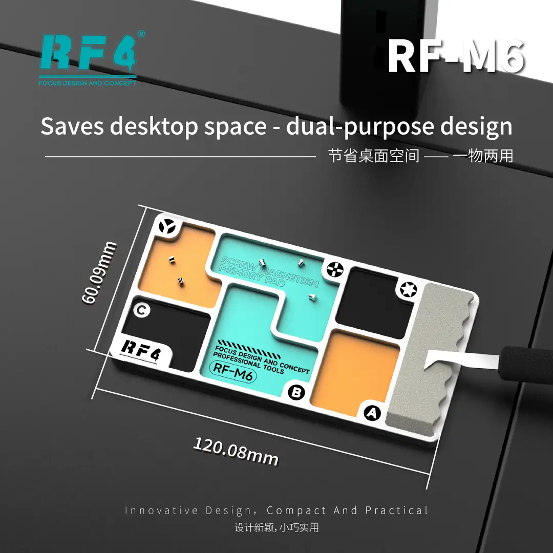 RF4 RF-M6 2’si 1 arada Alüminyum Alaşımlı Vida Saklama Manyetik Tepsisi ve Entegre Bileme Taşı