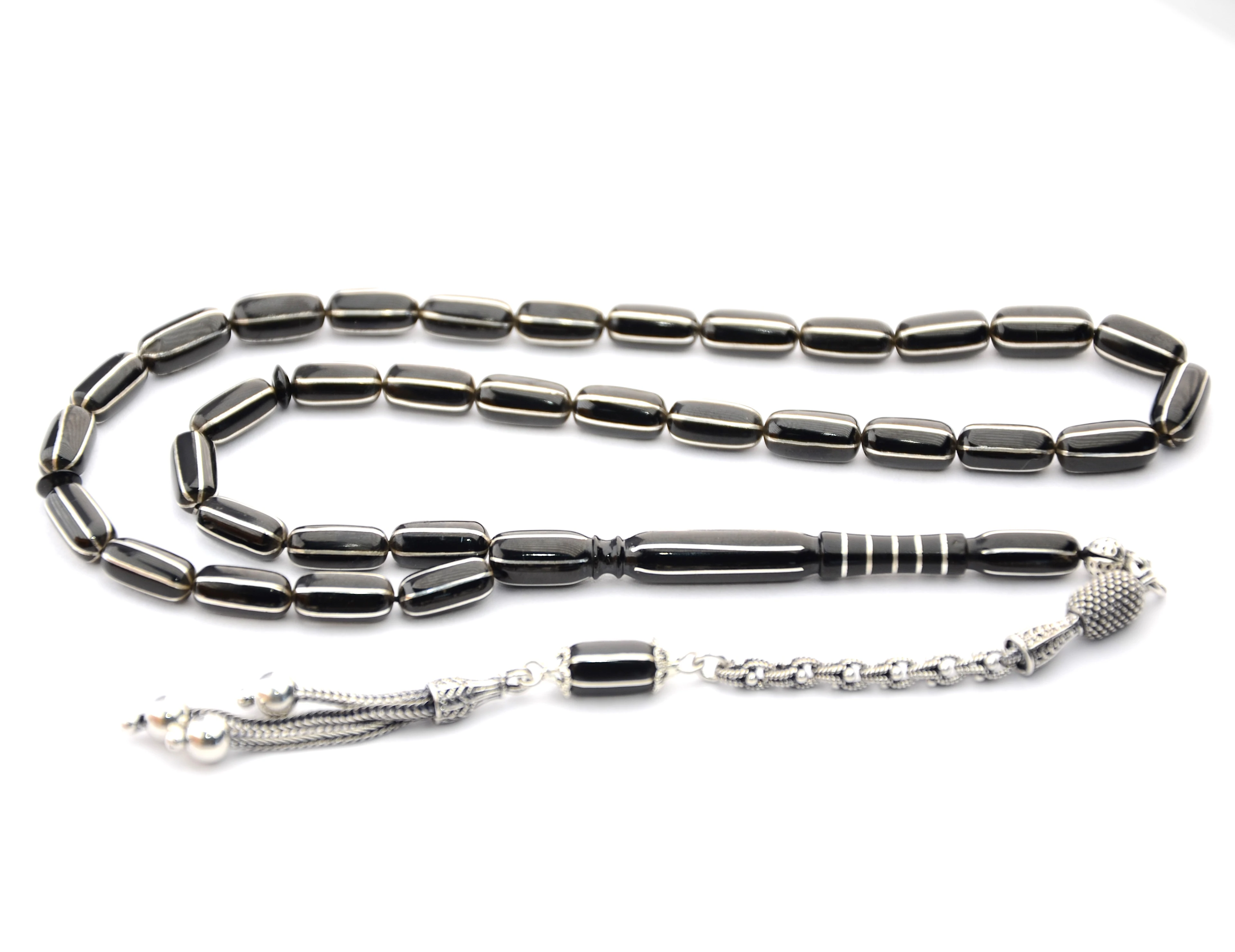 Oltu Taşı Kapsül Altılı Karpuz İşlemeli Özel Tasarım İmameli Tespih