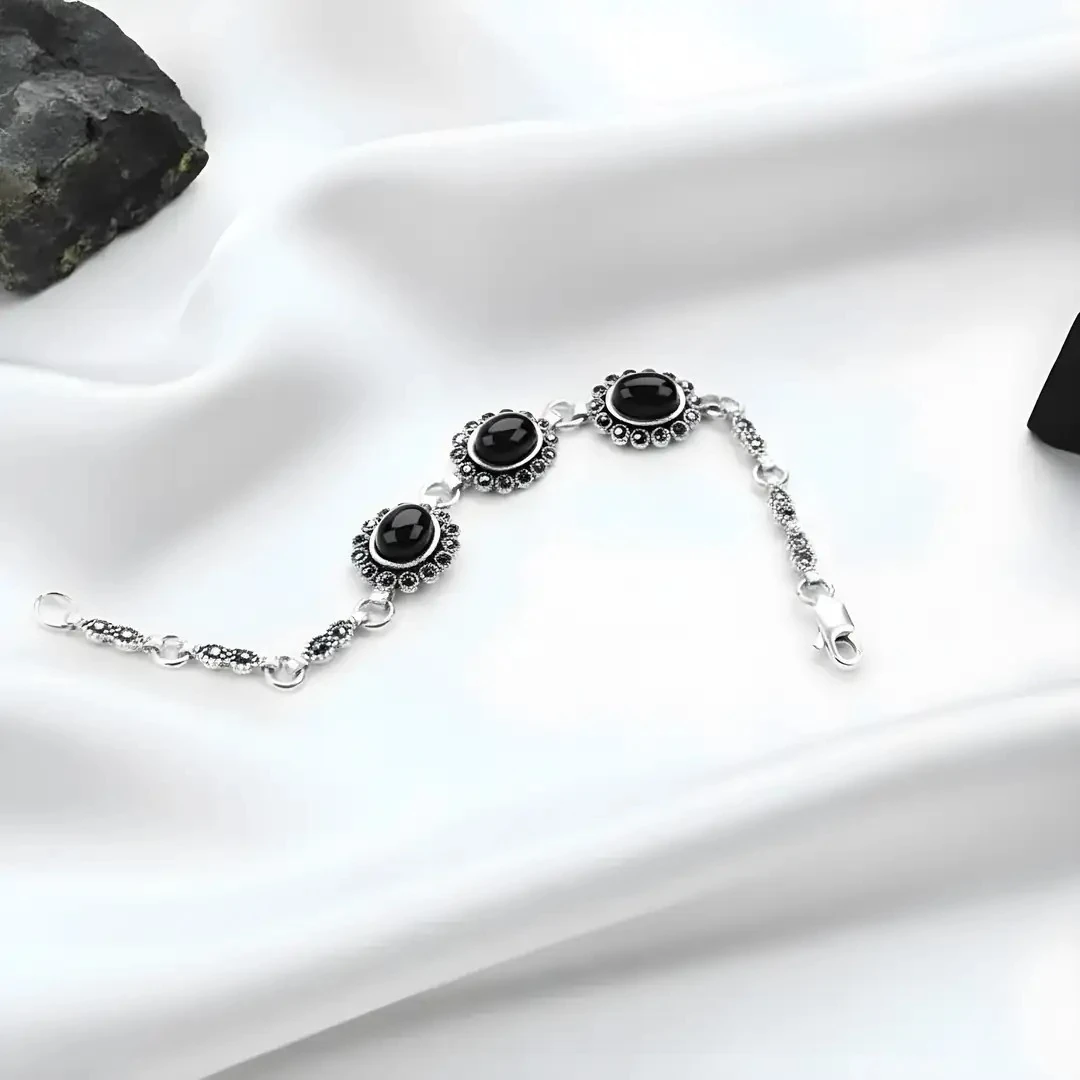 Zırh 925 Ayar Oltu Taşlı Gümüş Bileklik