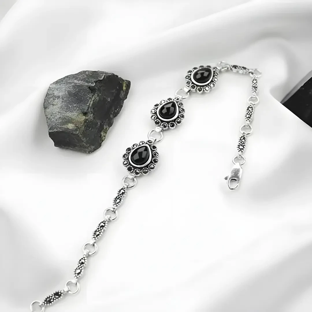 Ayça 925 Ayar Oltu Taşlı Gümüş Bileklik