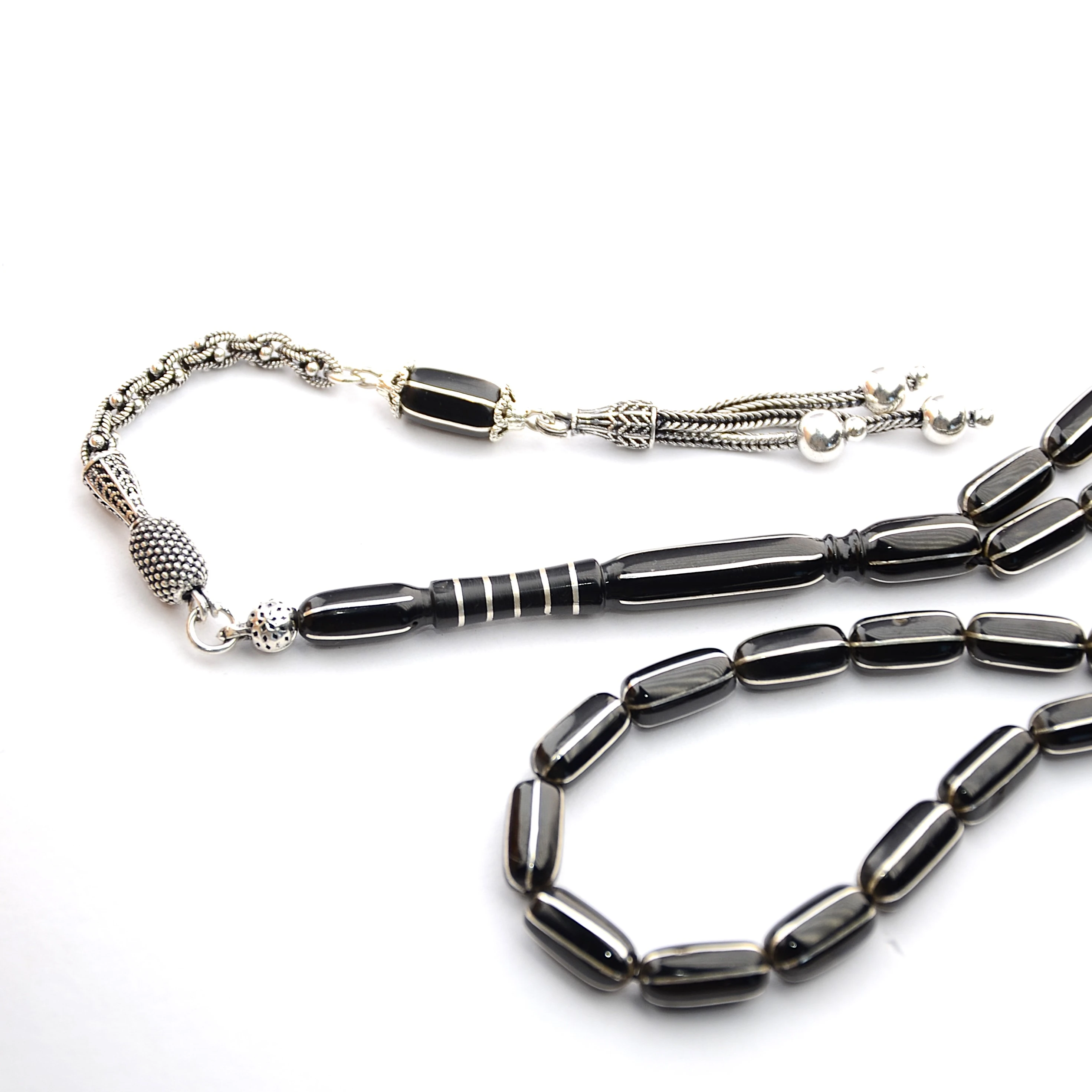 Oltu Taşı Kapsül Altılı Karpuz İşlemeli Özel Tasarım İmameli Tespih