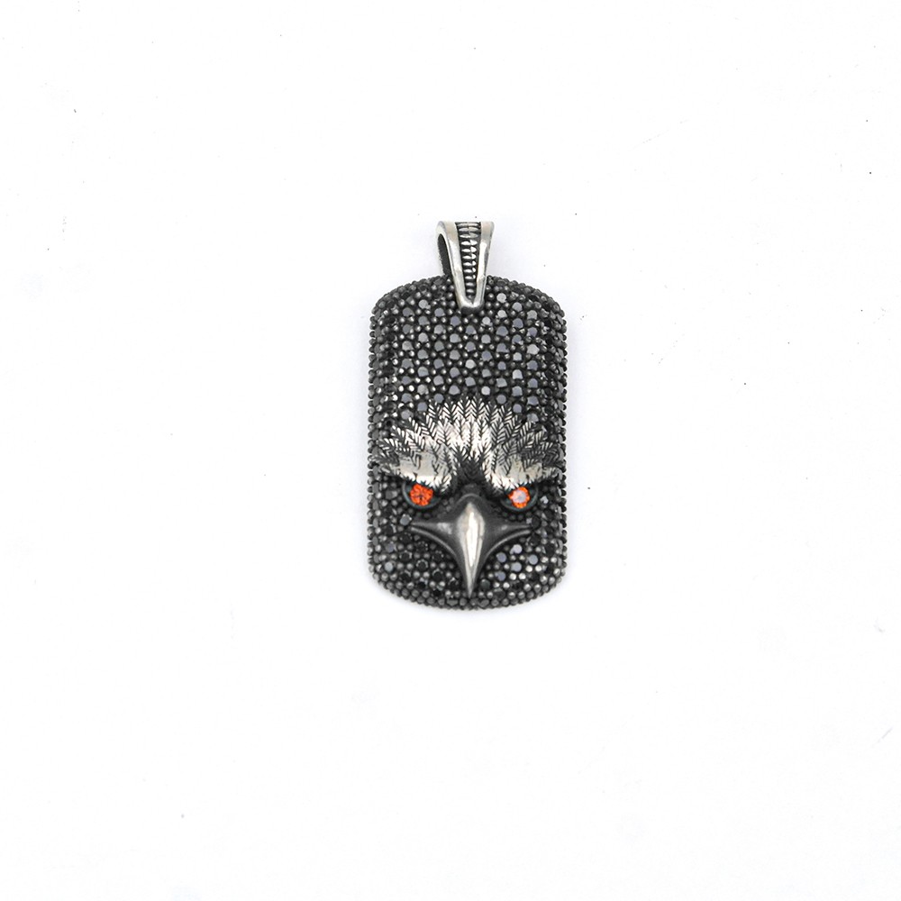 Kartal Model Taşlı Gümüş  Erkek Kolye