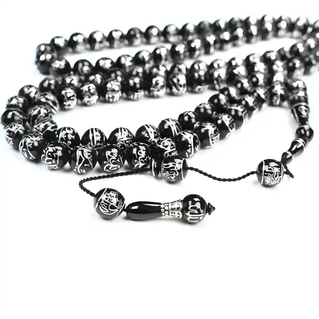 Oltu Taşı ESMAÜL HÜSNA  Arapça El İşçiliği  Namaz Tespihi