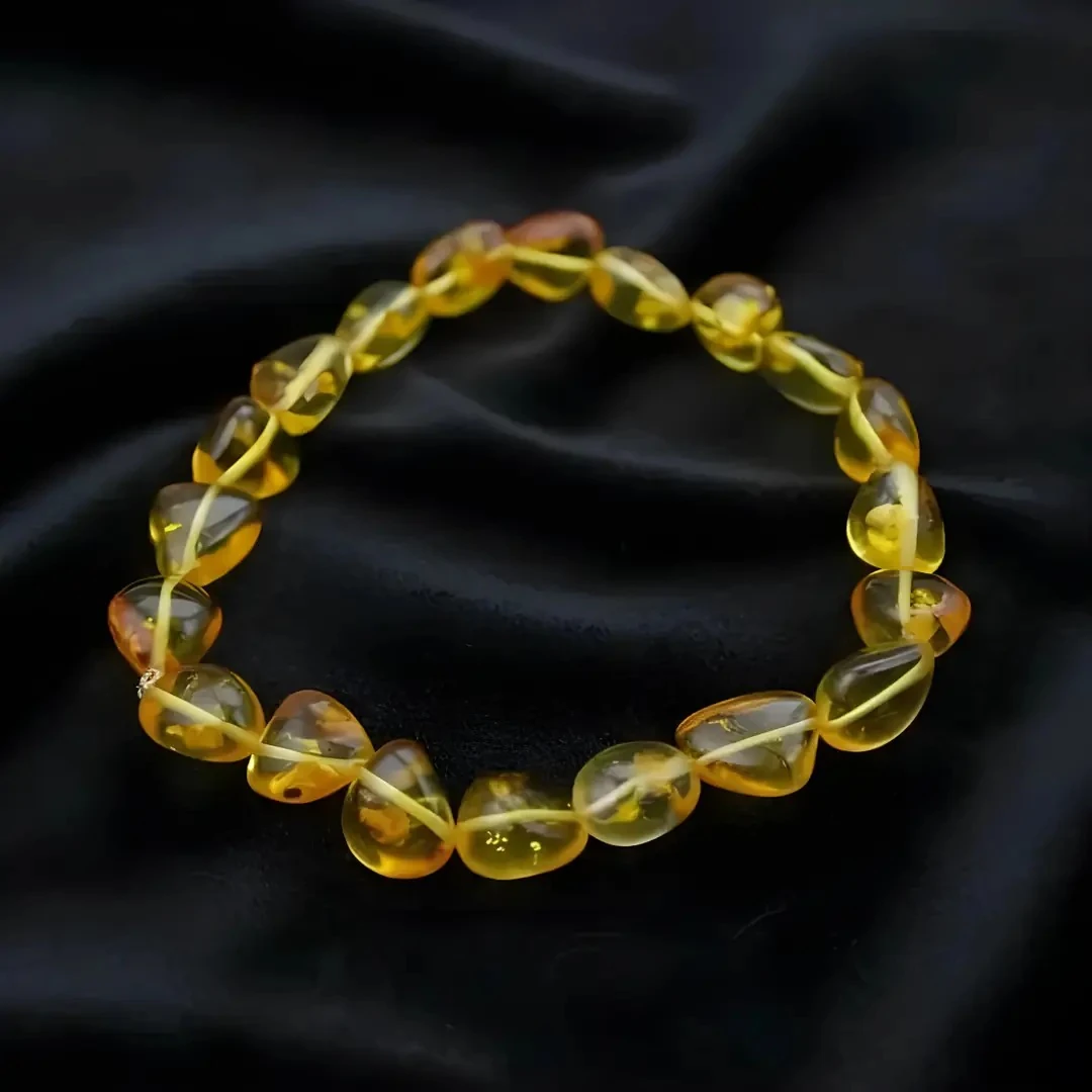 Şeffaf Limon  Doğal Kesim Damla Kehribar Yetişkin Bileklik