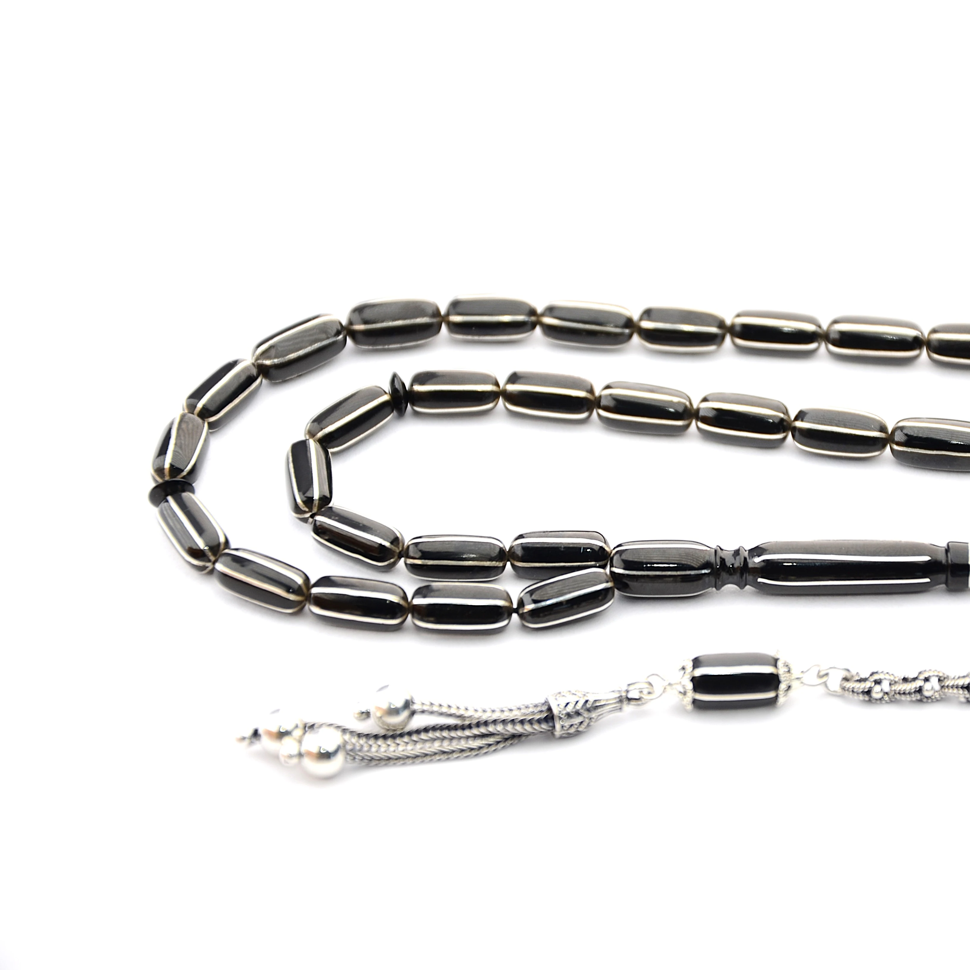 Oltu Taşı Kapsül Altılı Karpuz İşlemeli Özel Tasarım İmameli Tespih