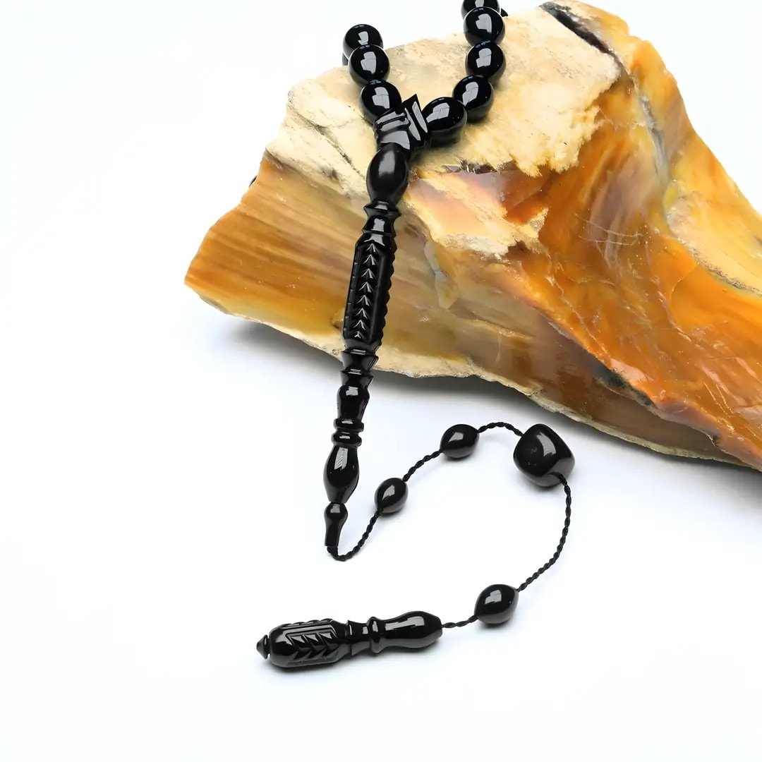 Oltu Taşı Nakkaş Oyma İmameli Sade Tespih