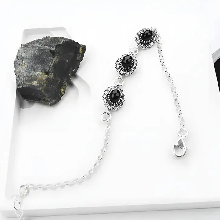 Siva 925 Ayar Oltu Taşlı Gümüş Bileklik