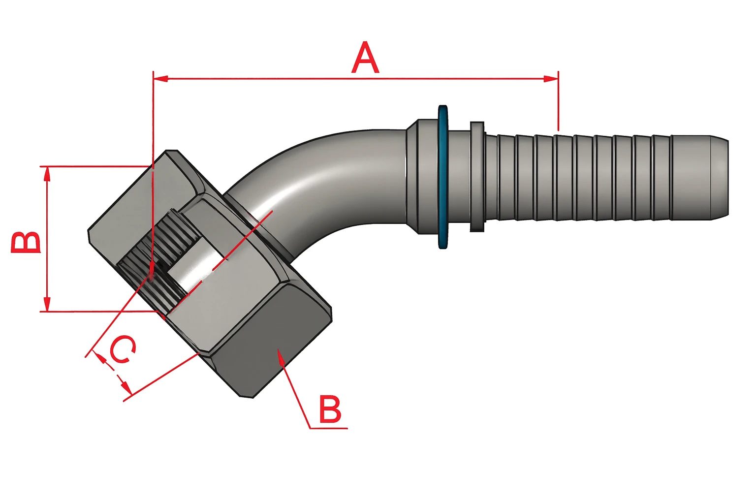 1/2" M24*1,5 SOMUNLU 45 DERECE RAKOR 6S
