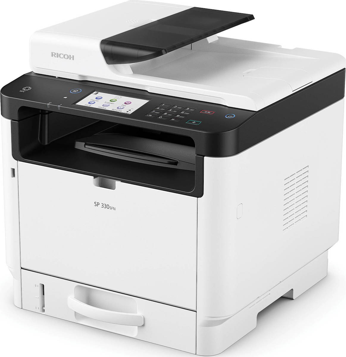 Ricoh SP-330SFN A4 Mono Çok Fonksiyonlu Lazer Yazıcı – 32 ppm, 4,3″ Dokunmatik & Wi-Fi/Ethernet