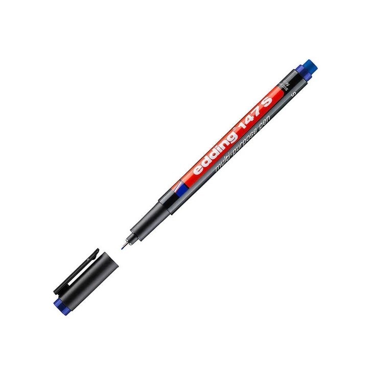 Edding Asetat Kalemi - Silgili Small Uç Mavi (E-147S) 10'lu Kutu