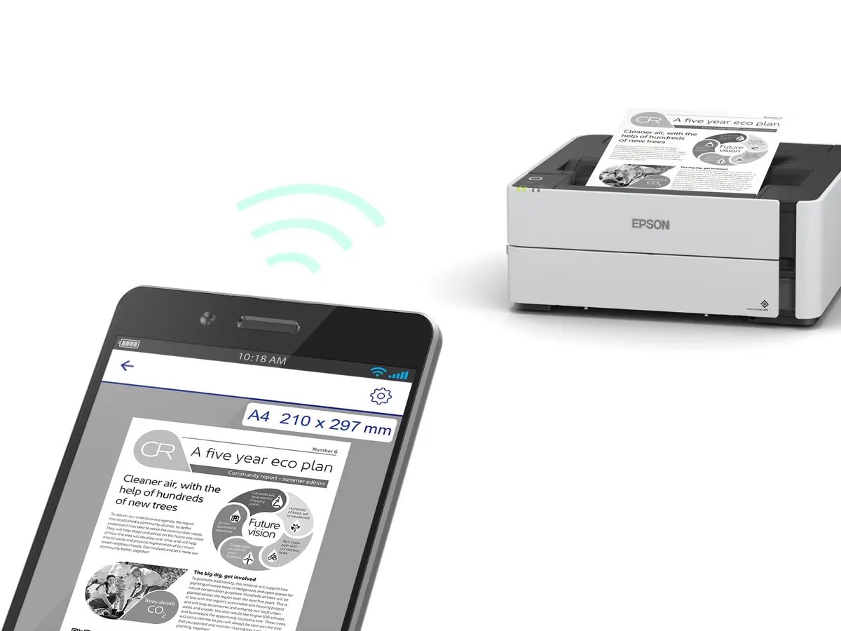 Epson EcoTank M1180 A4 Mono Tanklı Inkjet Yazıcı – 20 ppm, 11.000 Sayfa Mürekkep, Wi-Fi & Ethernet