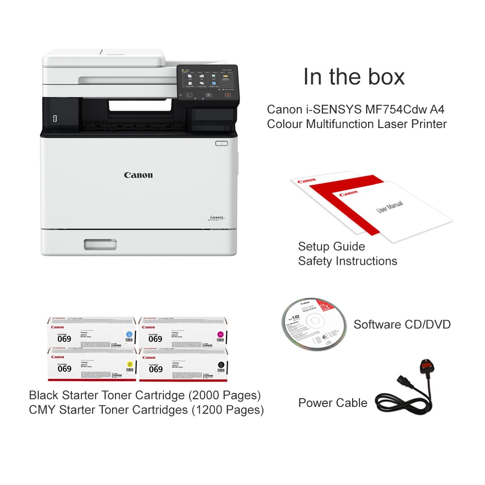 Canon i-SENSYS MF754cdw A4 Renkli Çok Fonksiyonlu Lazer Yazıcı – 33 ppm Baskı & 100 ipm Tarama, Wi-Fi & Ethernet
