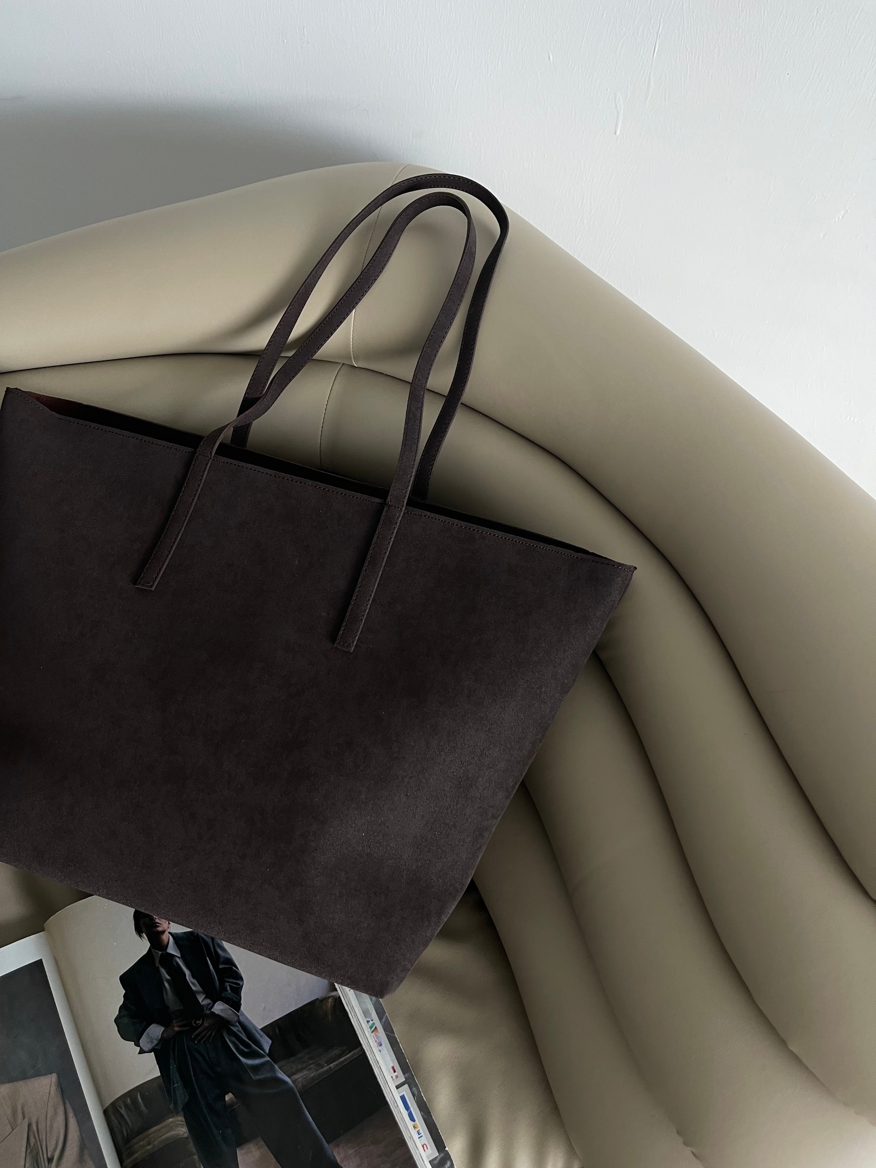 Kadın Fermuarlı Çift Saplı Shopper Omuz Çantası Sable - Kahve Süet