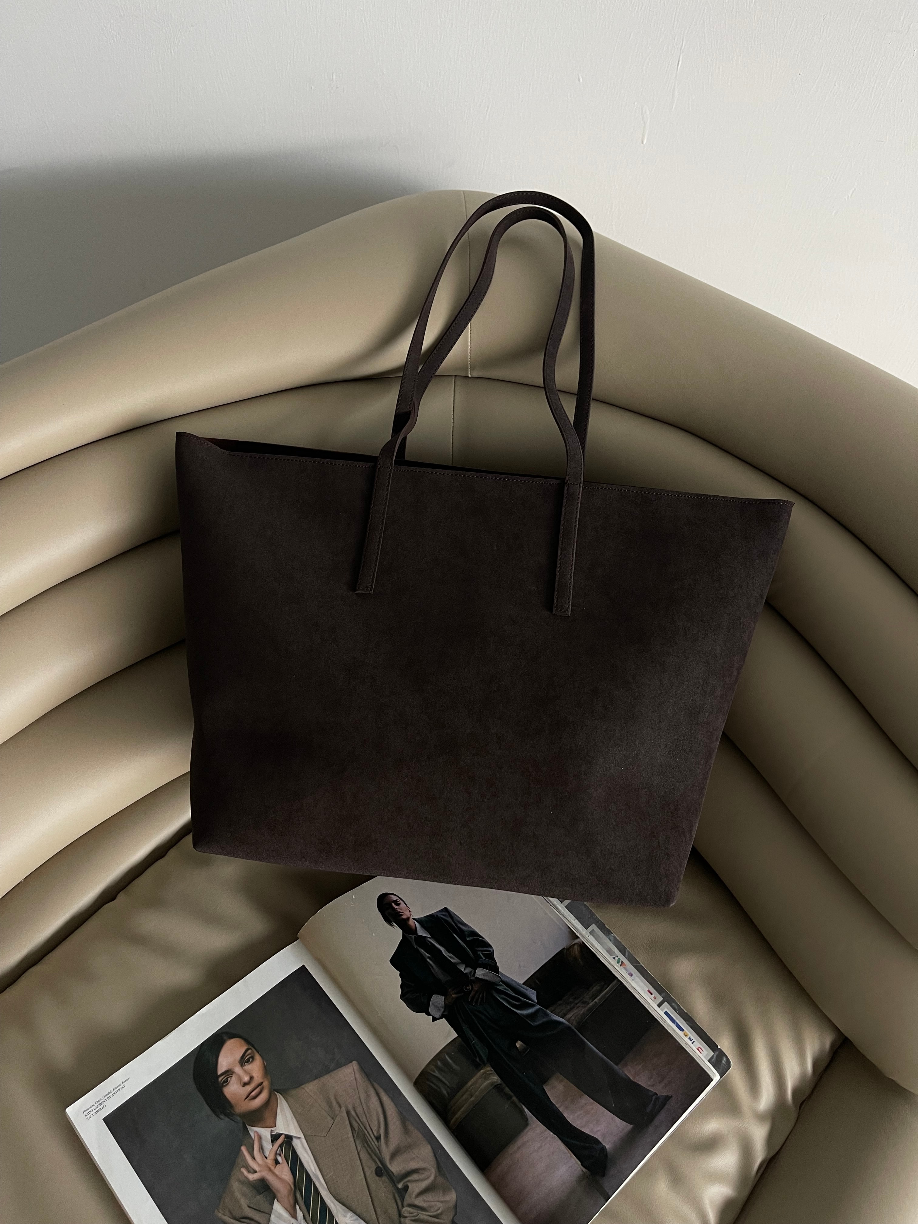 Kadın Fermuarlı Çift Saplı Shopper Omuz Çantası Sable - Kahve Süet