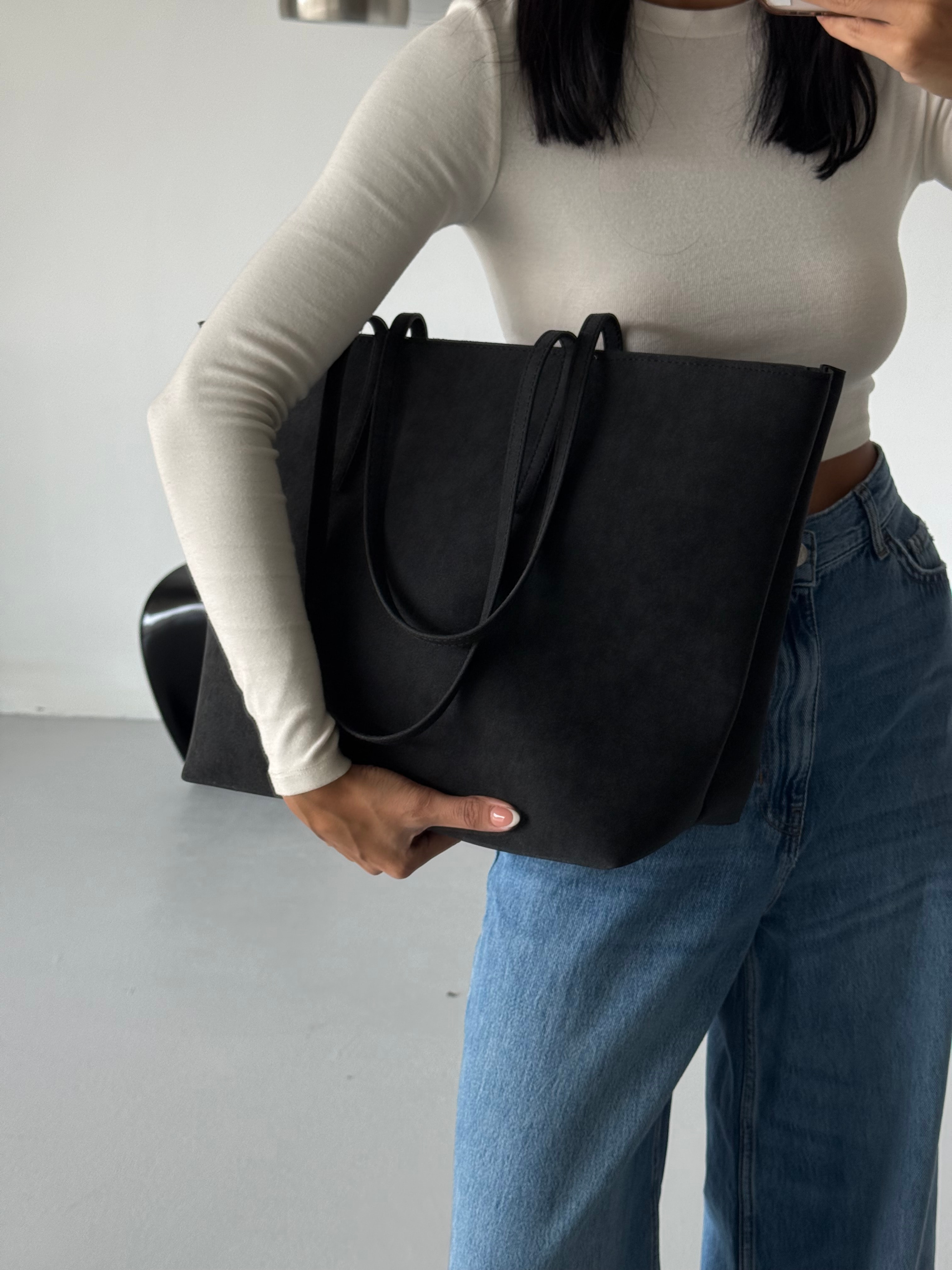 Kadın Fermuarlı Çift Saplı Shopper Omuz Çantası Sable