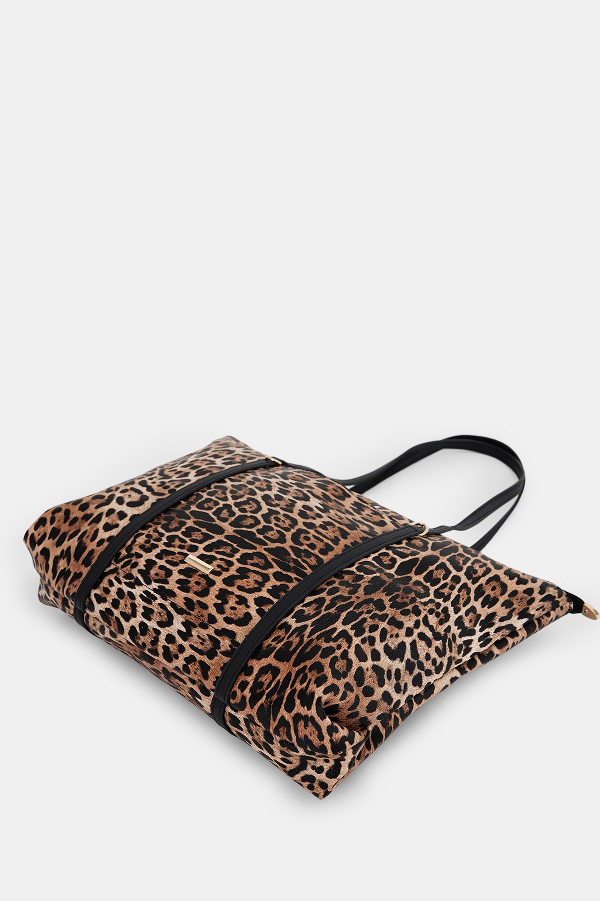 Kadın Şeritli Shopper Omuz Çantası Boris - Leopar