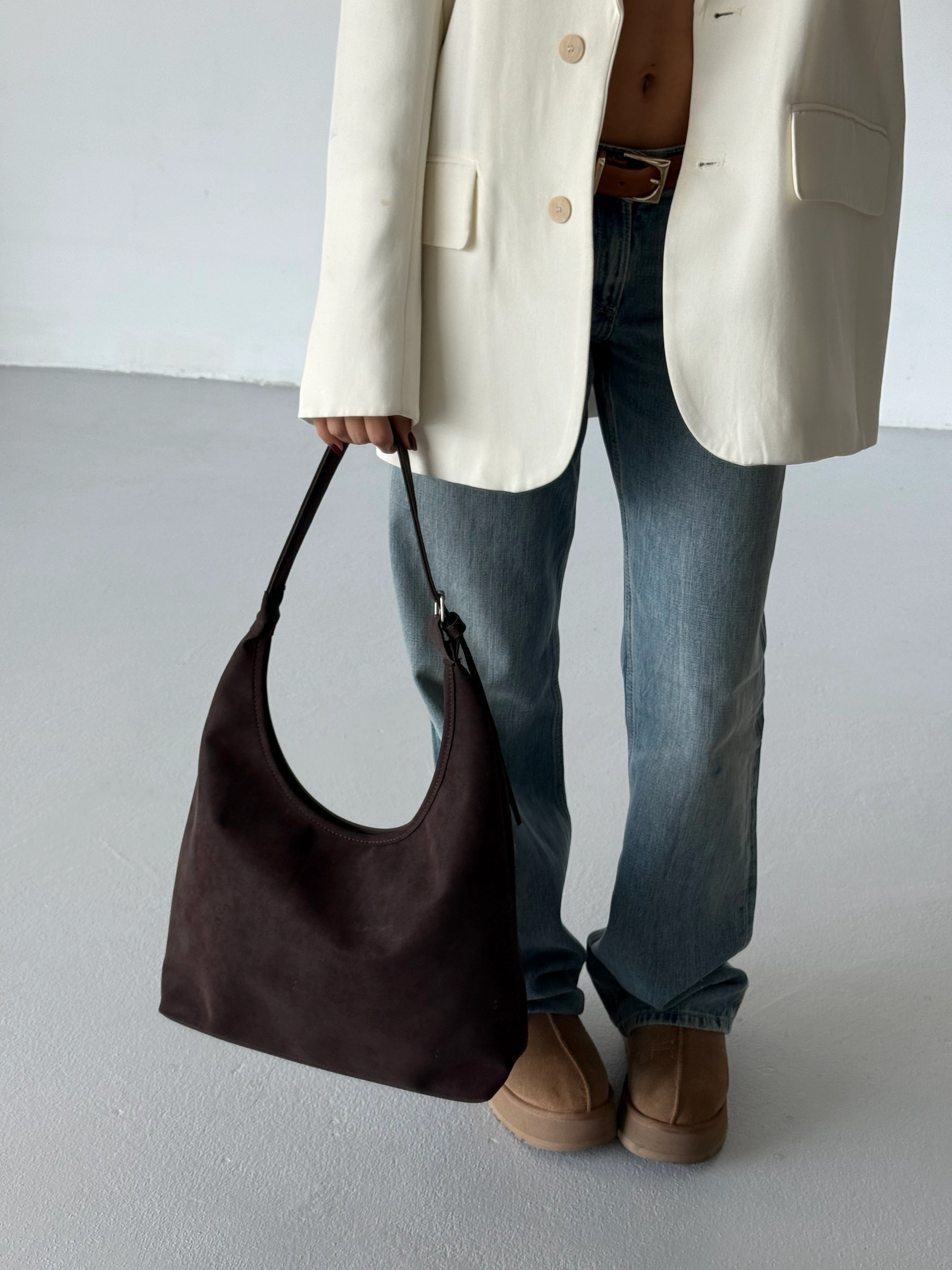 Kadın Ayarlanabilir Askılı Omuz Çantası Cove - Kahve Süet