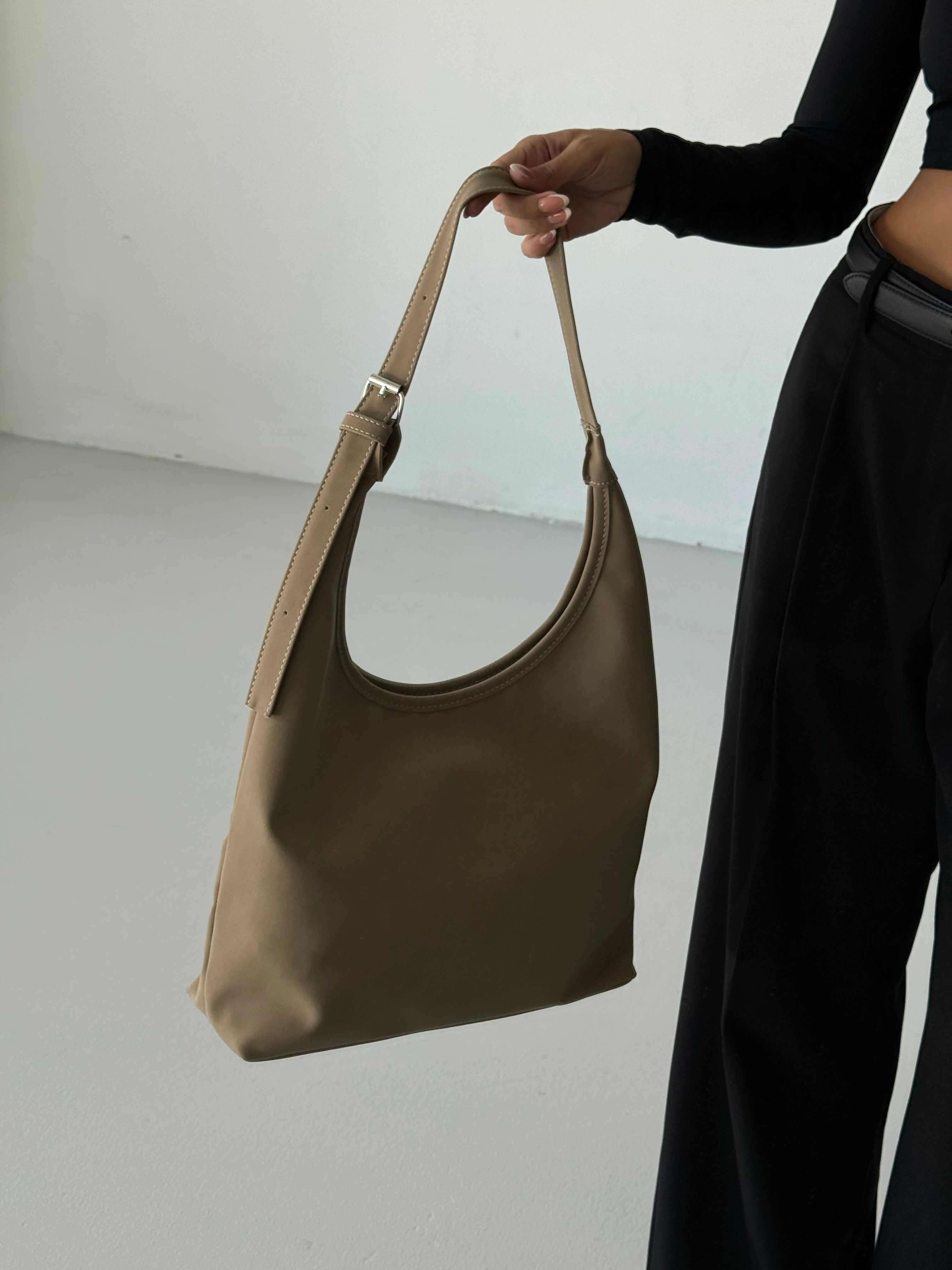 Kadın Ayarlanabilir Askılı Omuz Çantası Cove - Vizon Süet