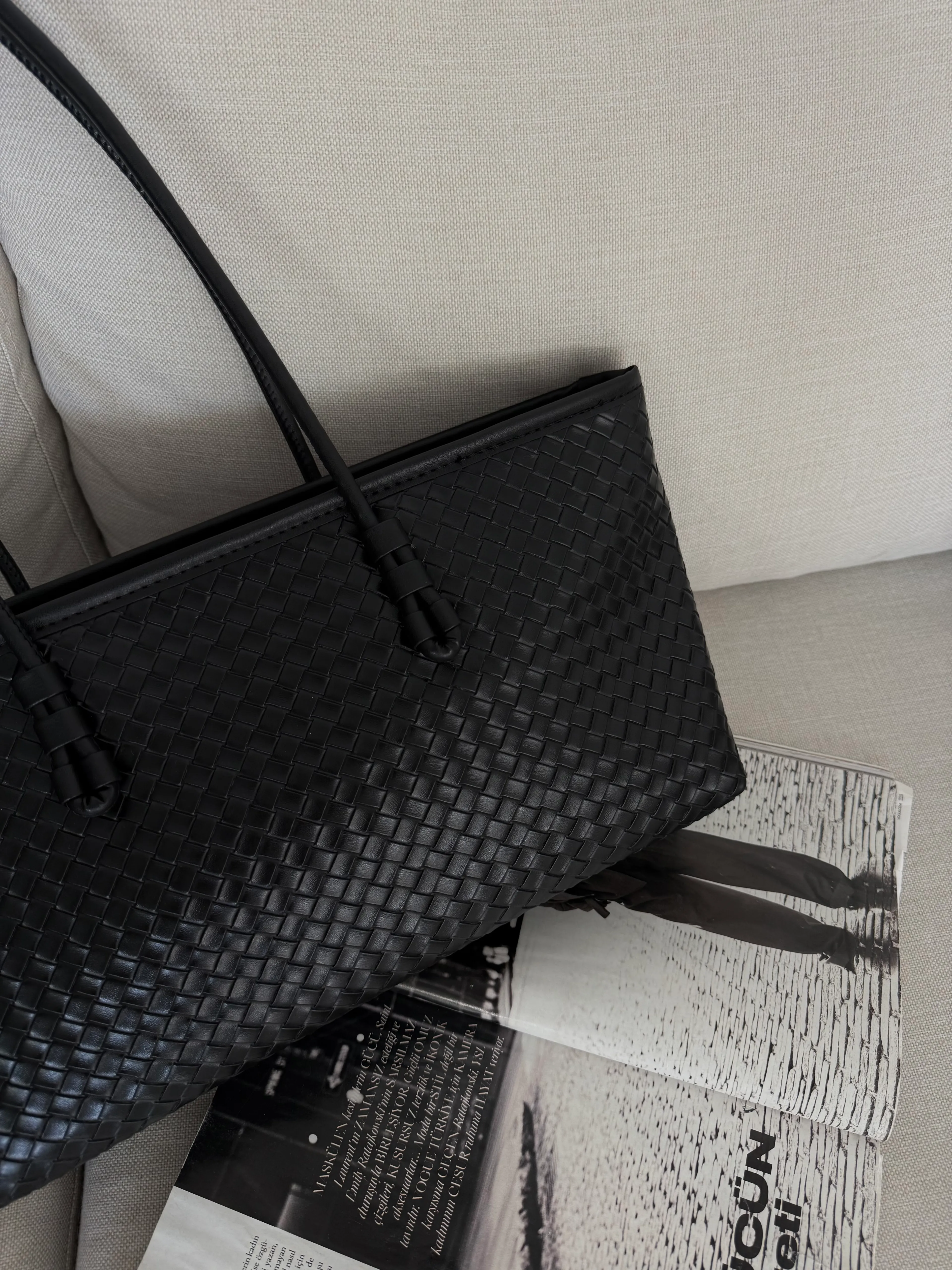 Örgü Desenli Tote Çanta Lizbon