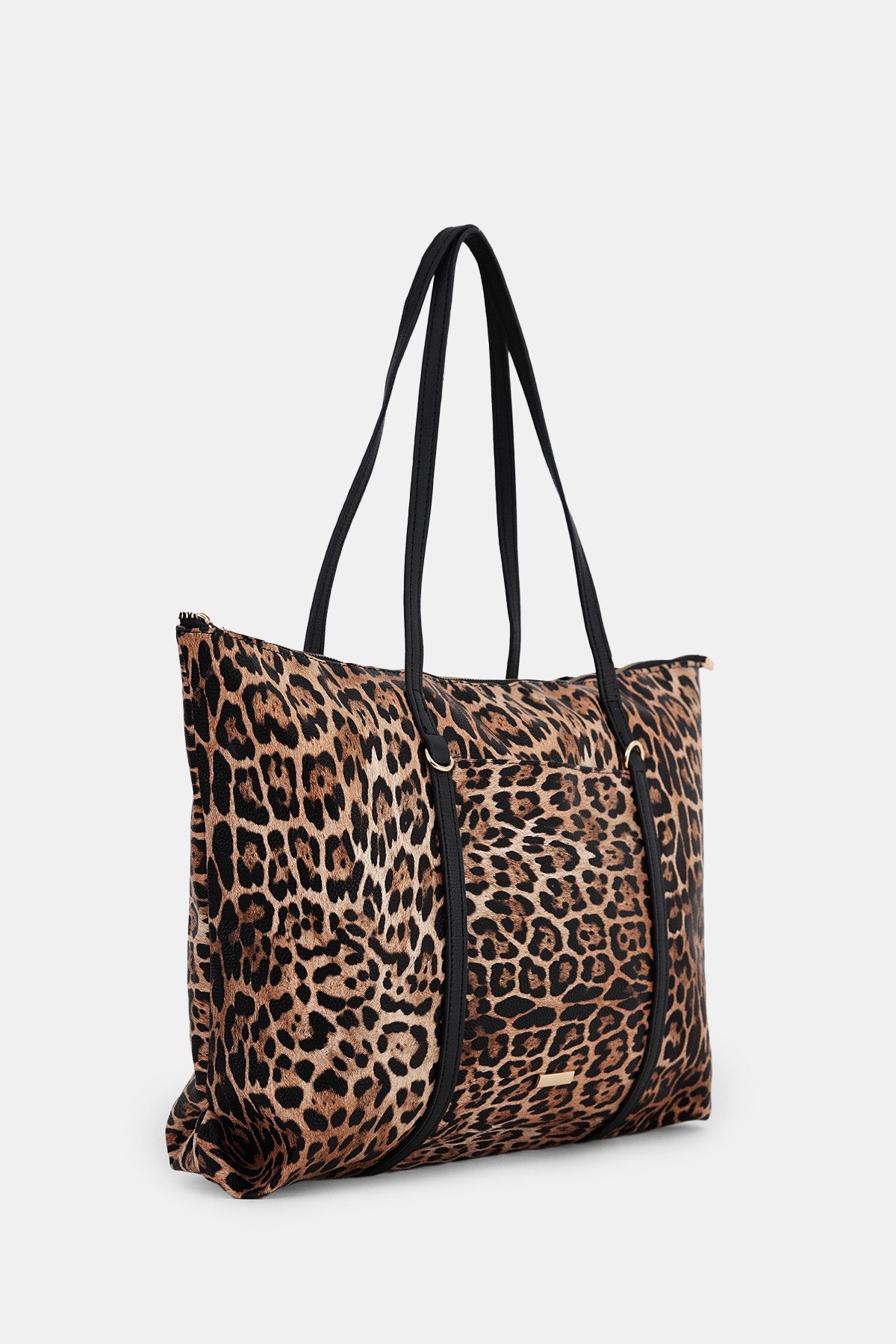 Kadın Şeritli Shopper Omuz Çantası Boris - Leopar