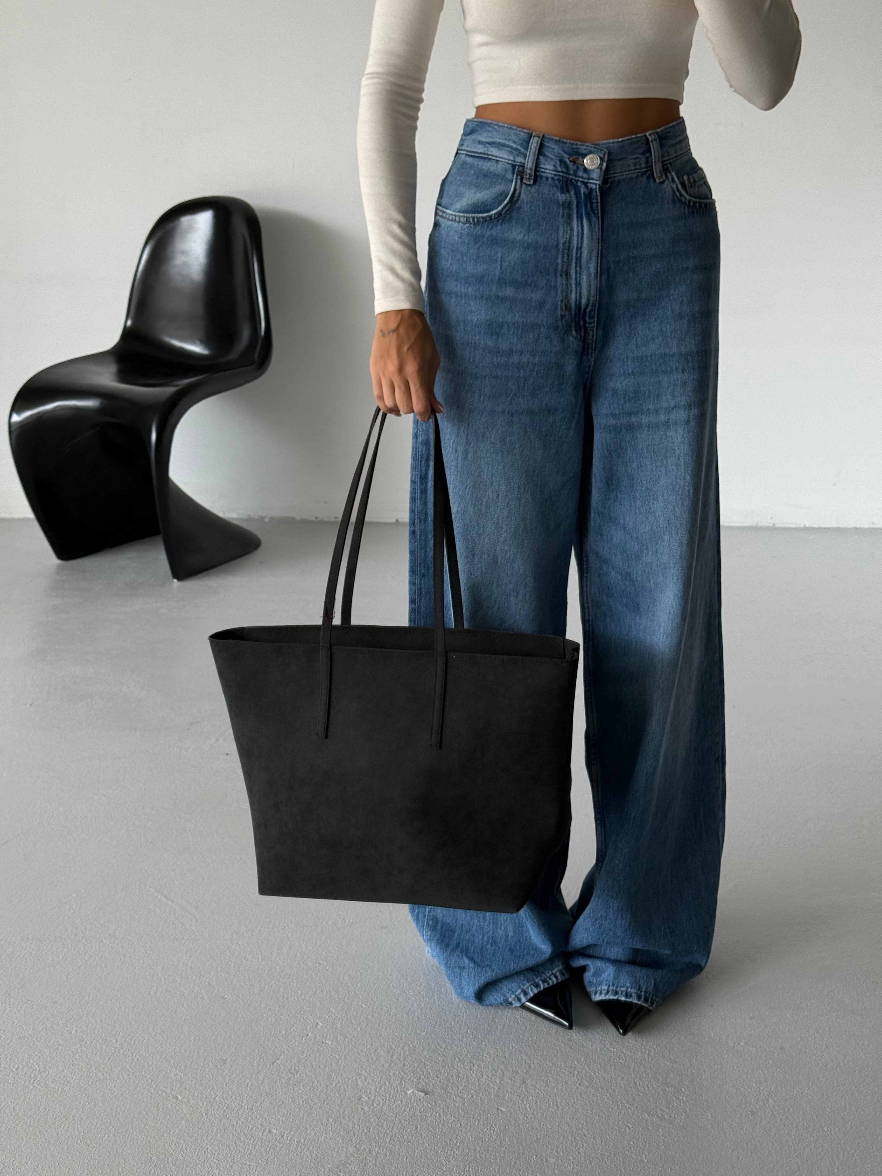 Kadın Fermuarlı Çift Saplı Shopper Omuz Çantası Sable