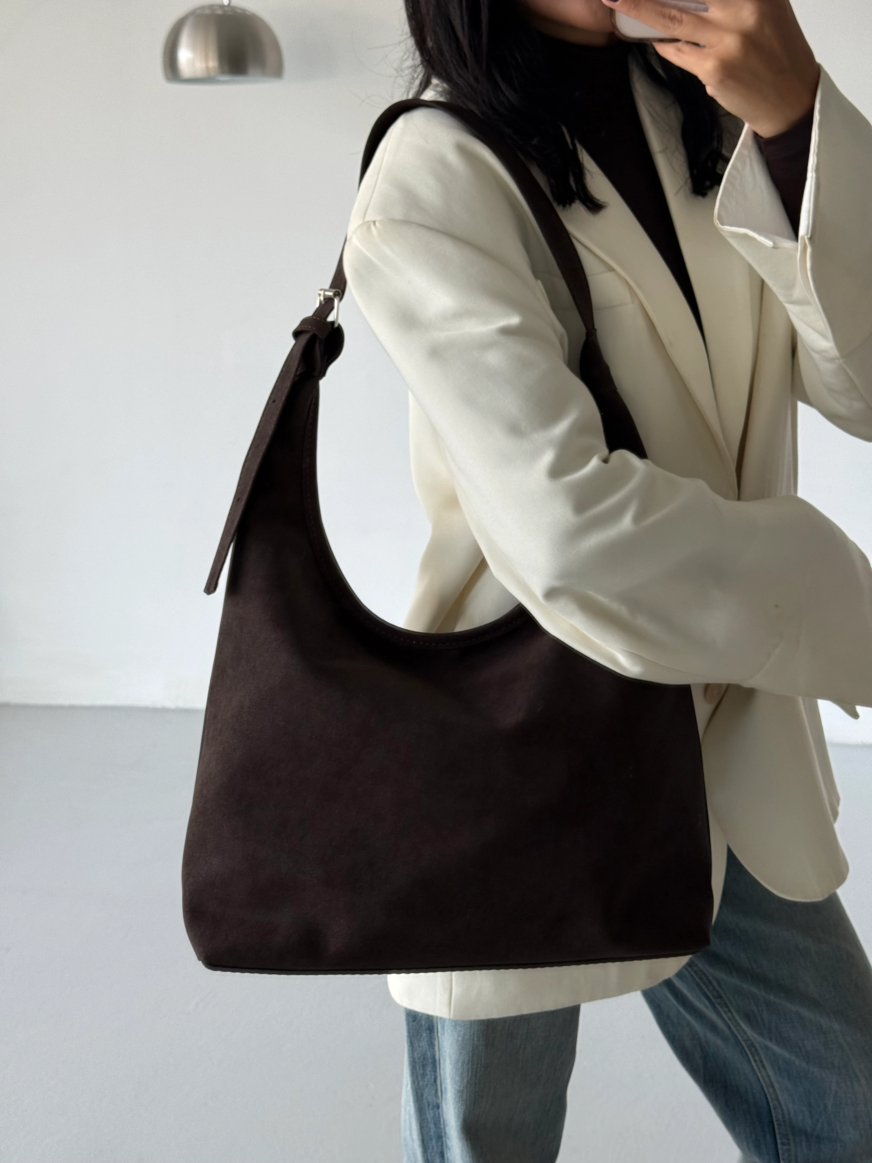 Kadın Ayarlanabilir Askılı Omuz Çantası Cove - Kahve Süet