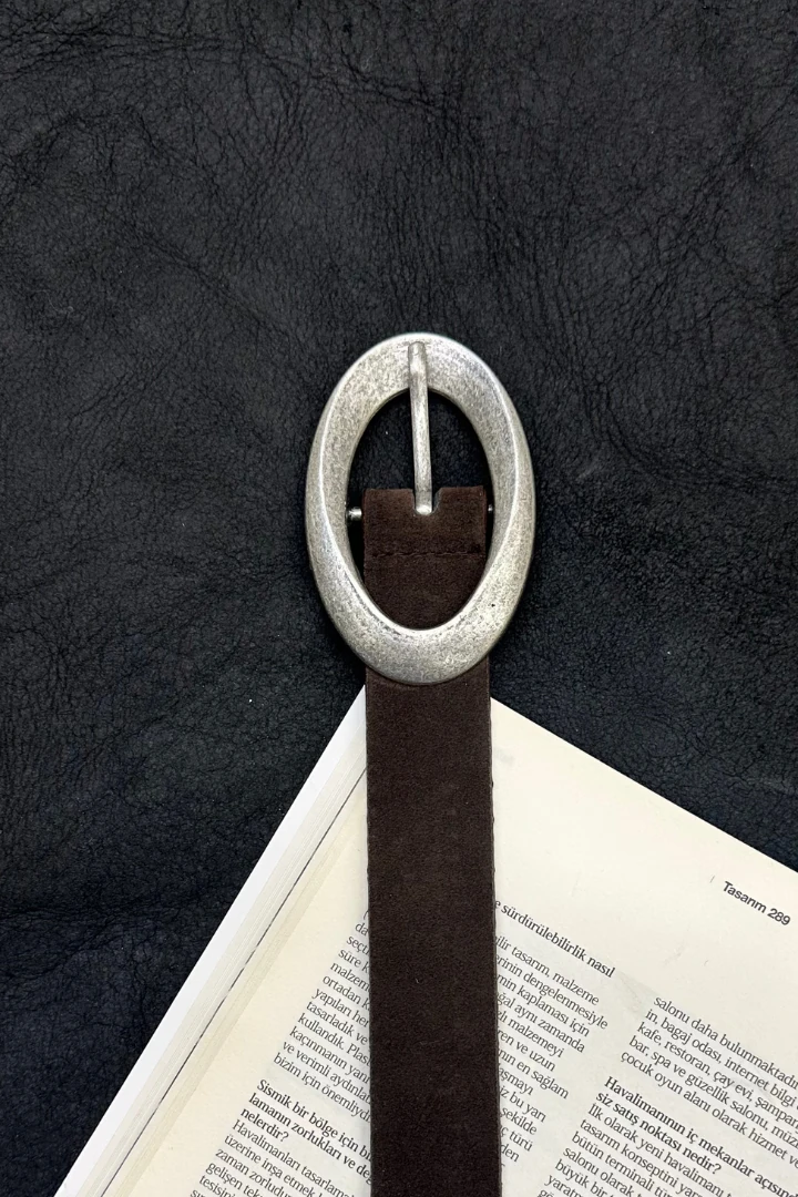 Geniş Napa Süet Kemer - Kahve