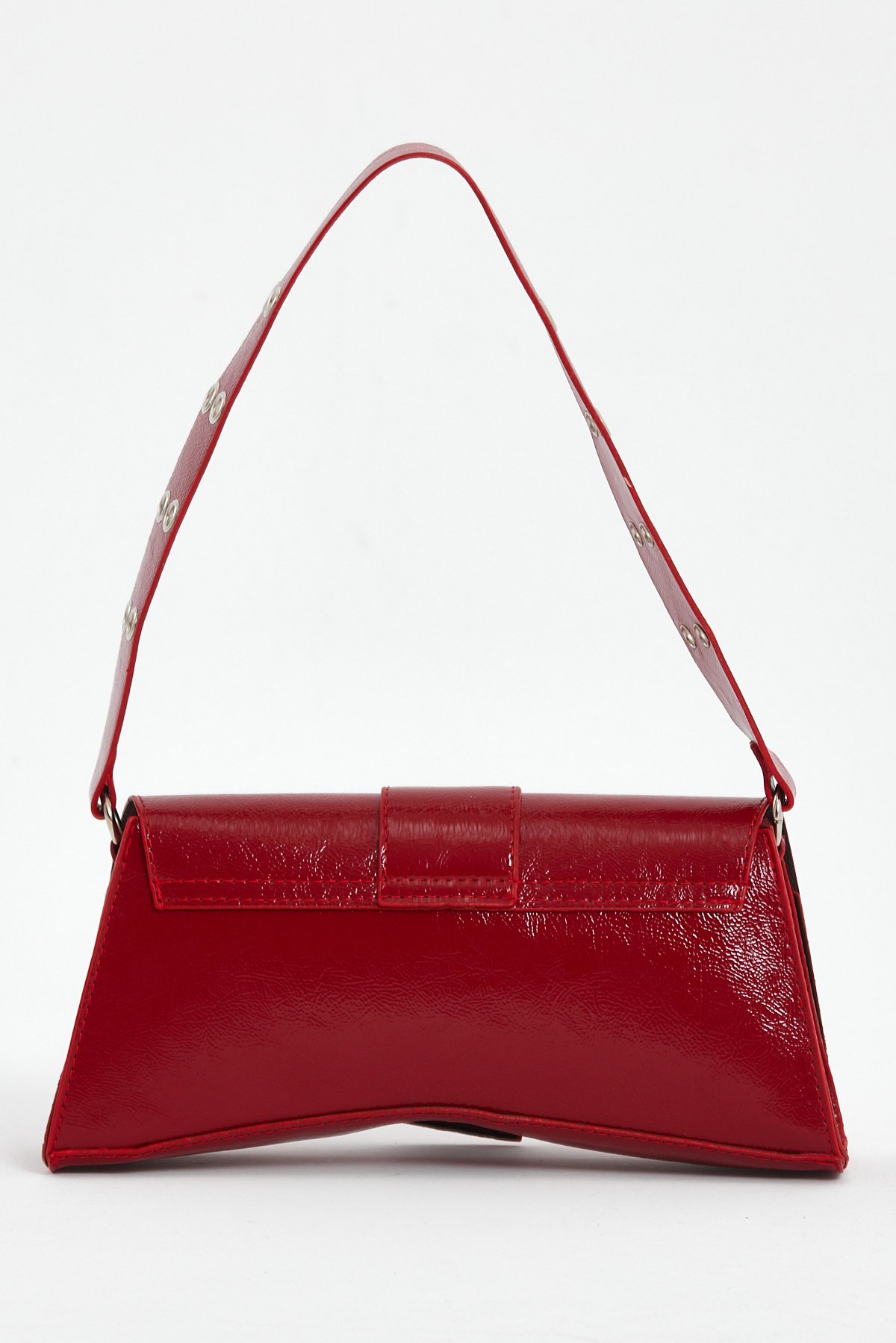 Kadın Asimetrik Zımbalı Baget Çanta Kate - Kırmızı