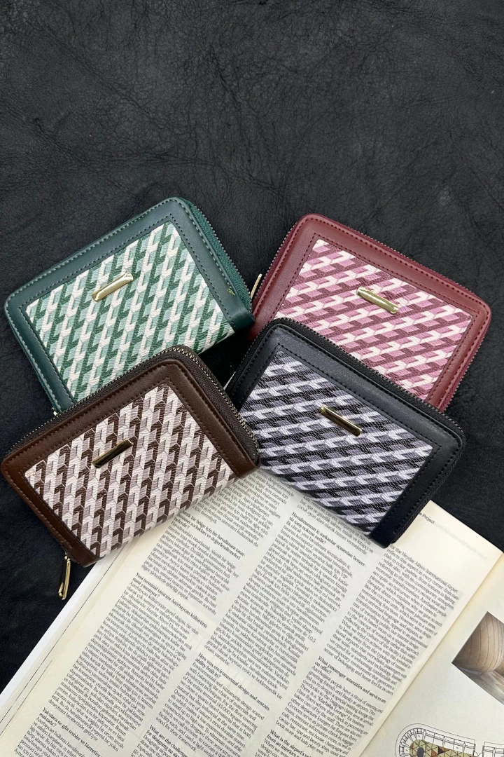 Desenli Fermuarlı Cüzdan