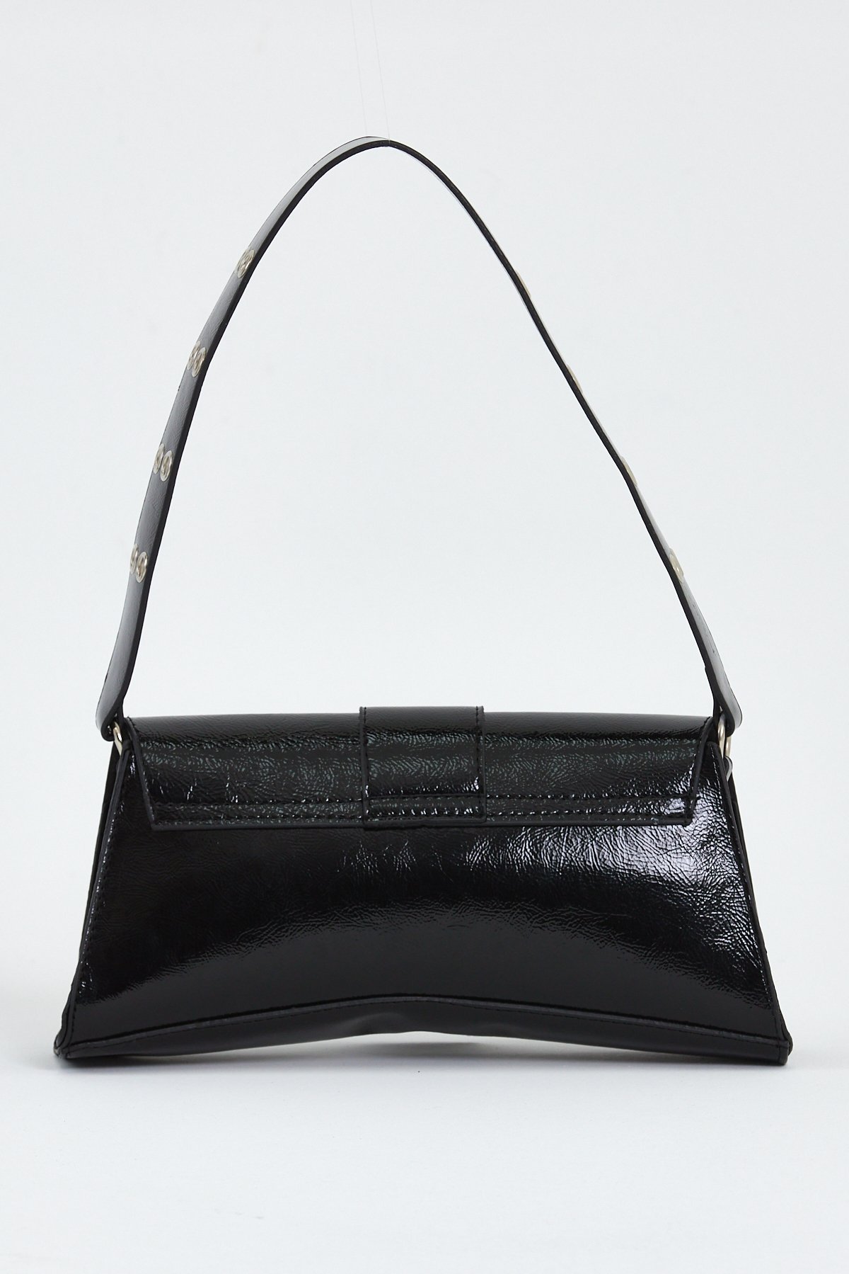 Kadın Asimetrik Zımbalı Baget Çanta Kate - Siyah
