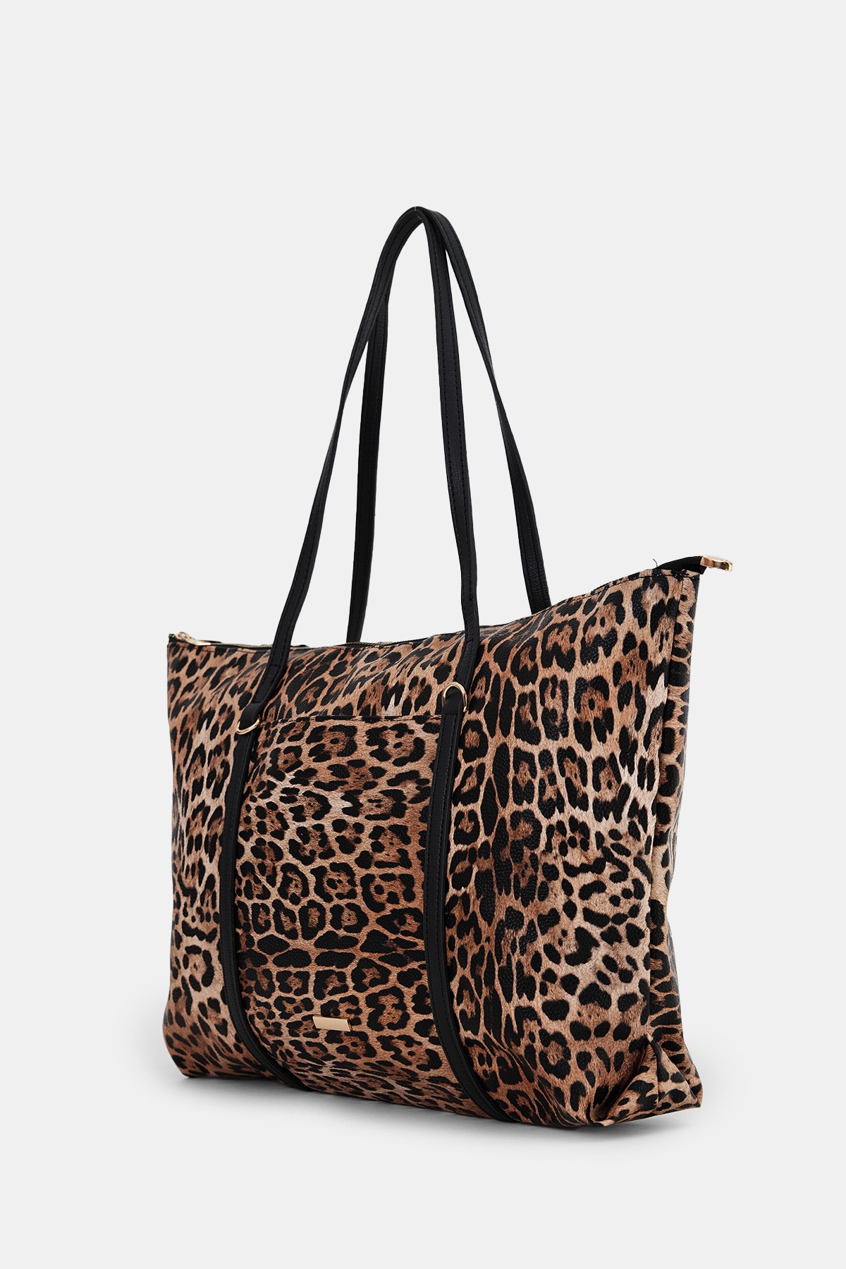 Kadın Şeritli Shopper Omuz Çantası Boris - Leopar