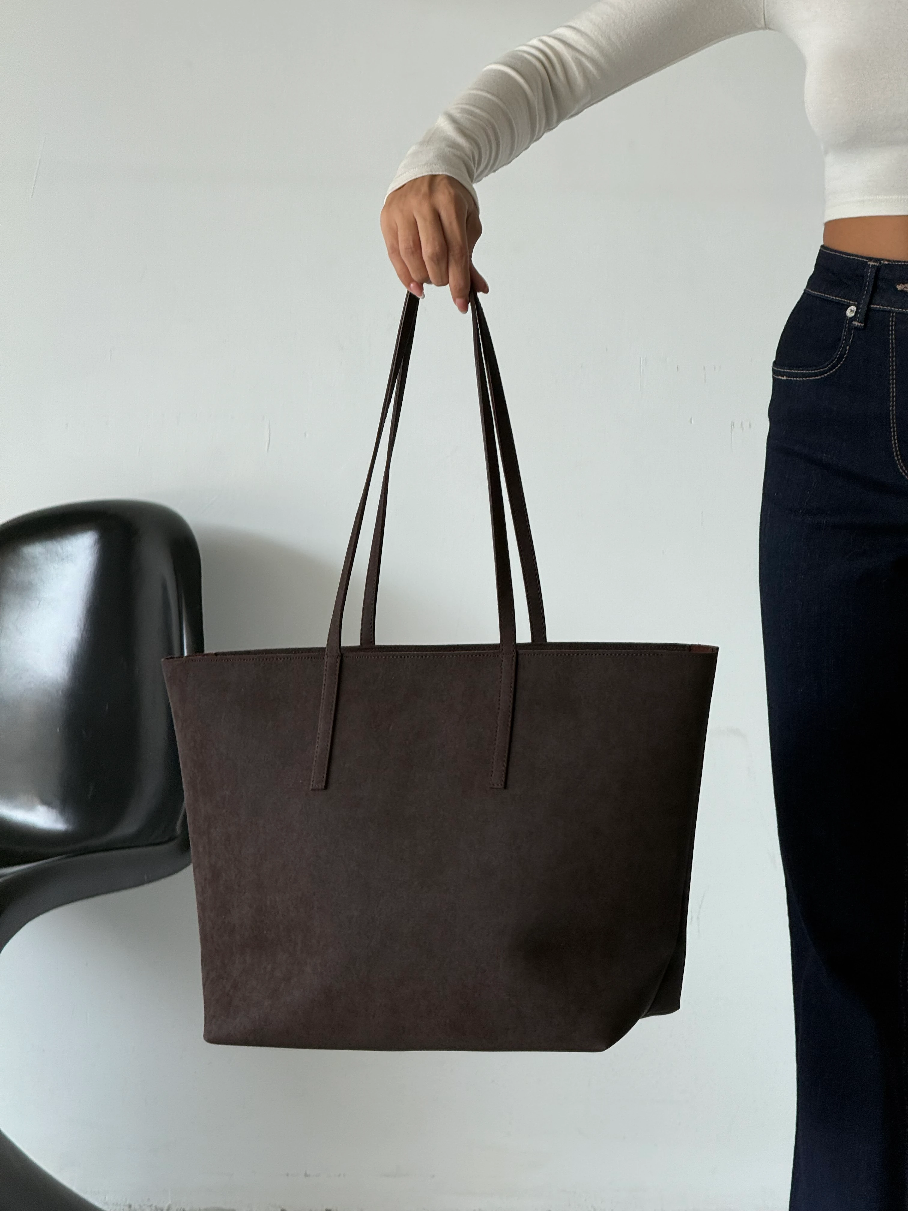 Kadın Fermuarlı Çift Saplı Shopper Omuz Çantası Sable - Kahve Süet