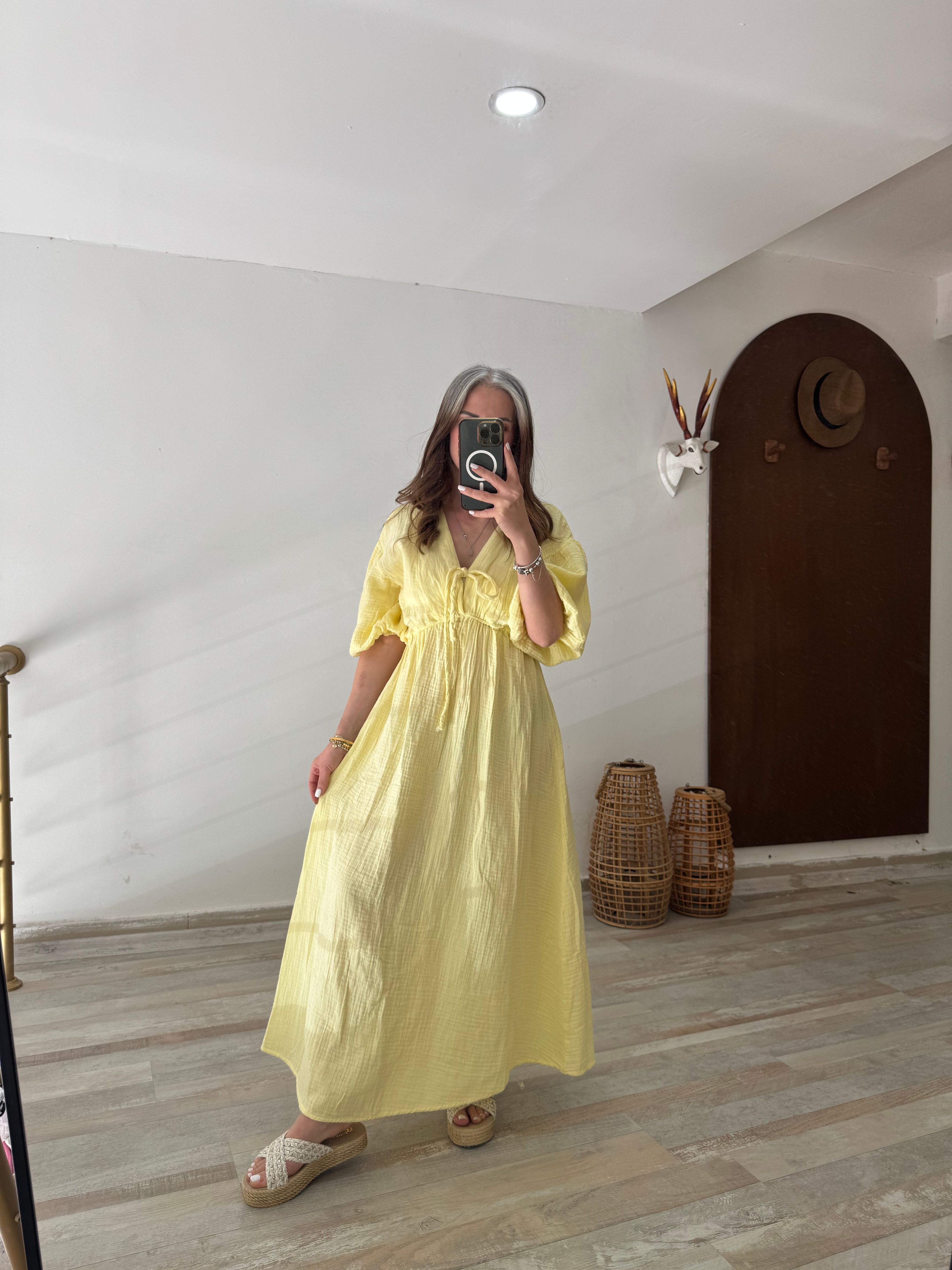Sarı Müslin Elbise