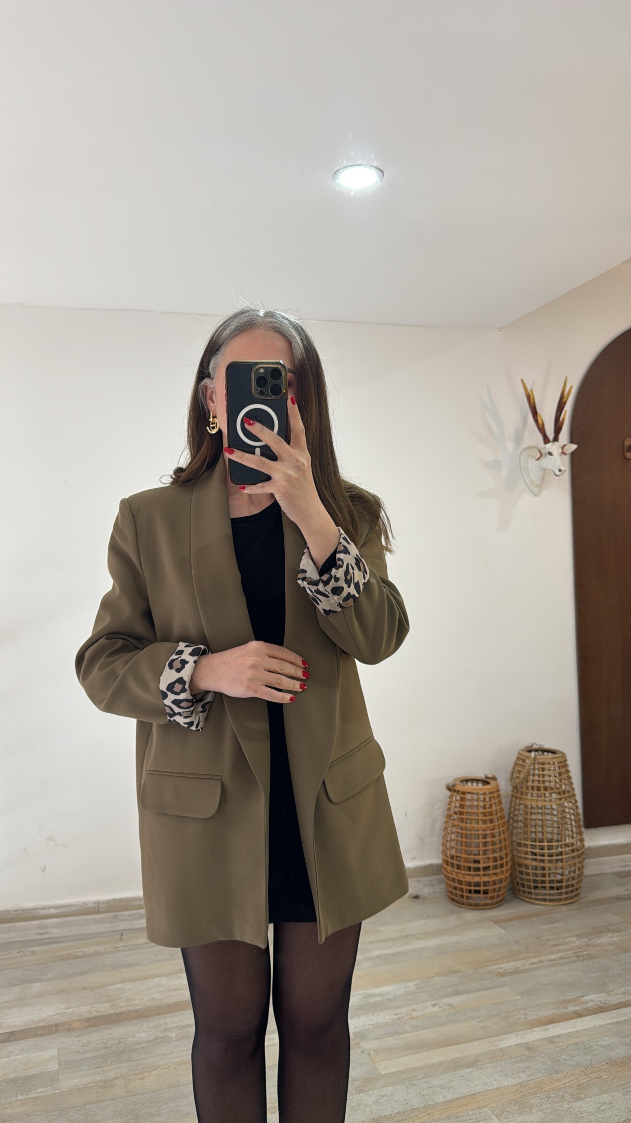 Leopar İç Astar Blazer Ceket
