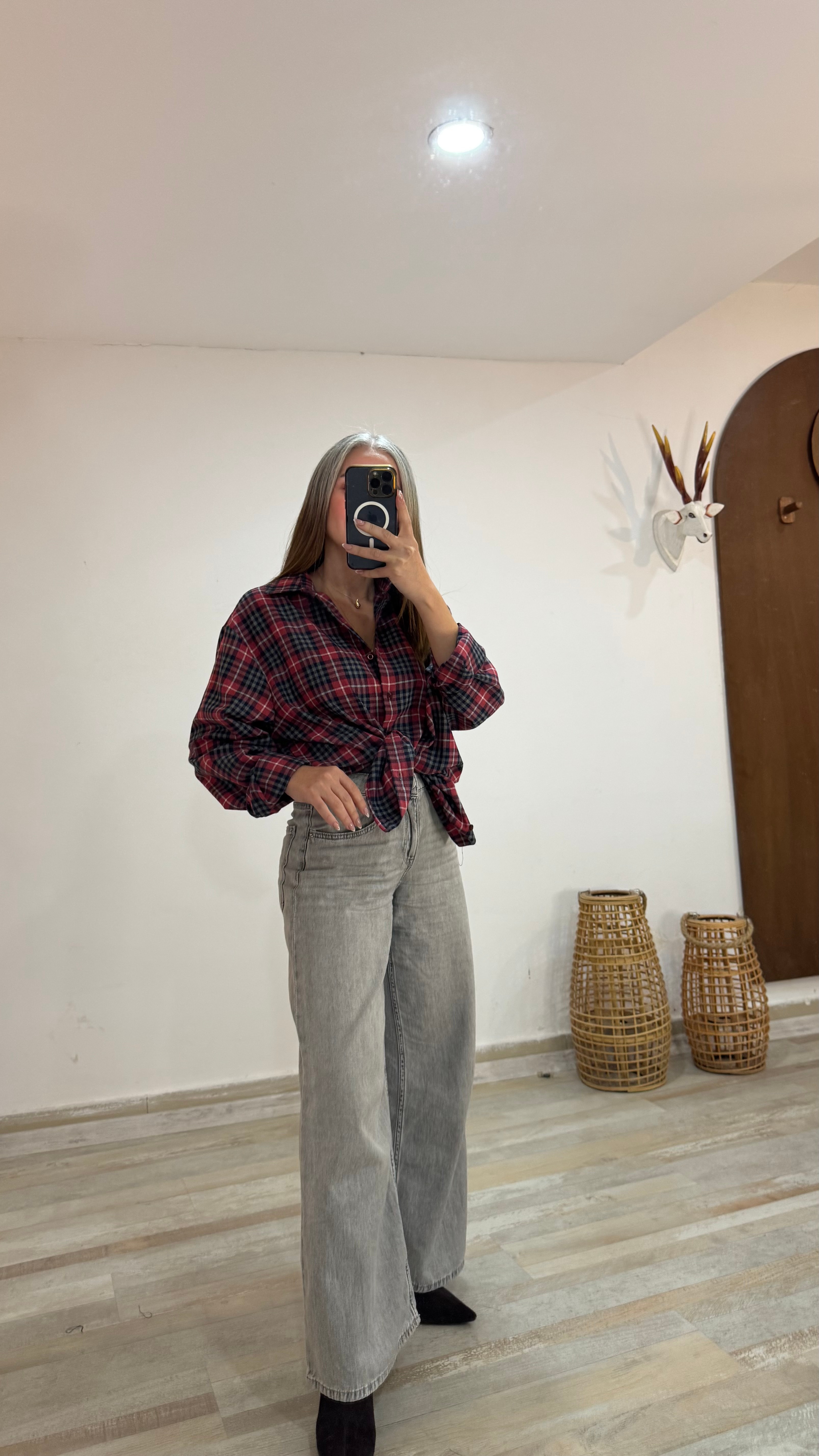 Kırmızı Renk Ekose Gömlek