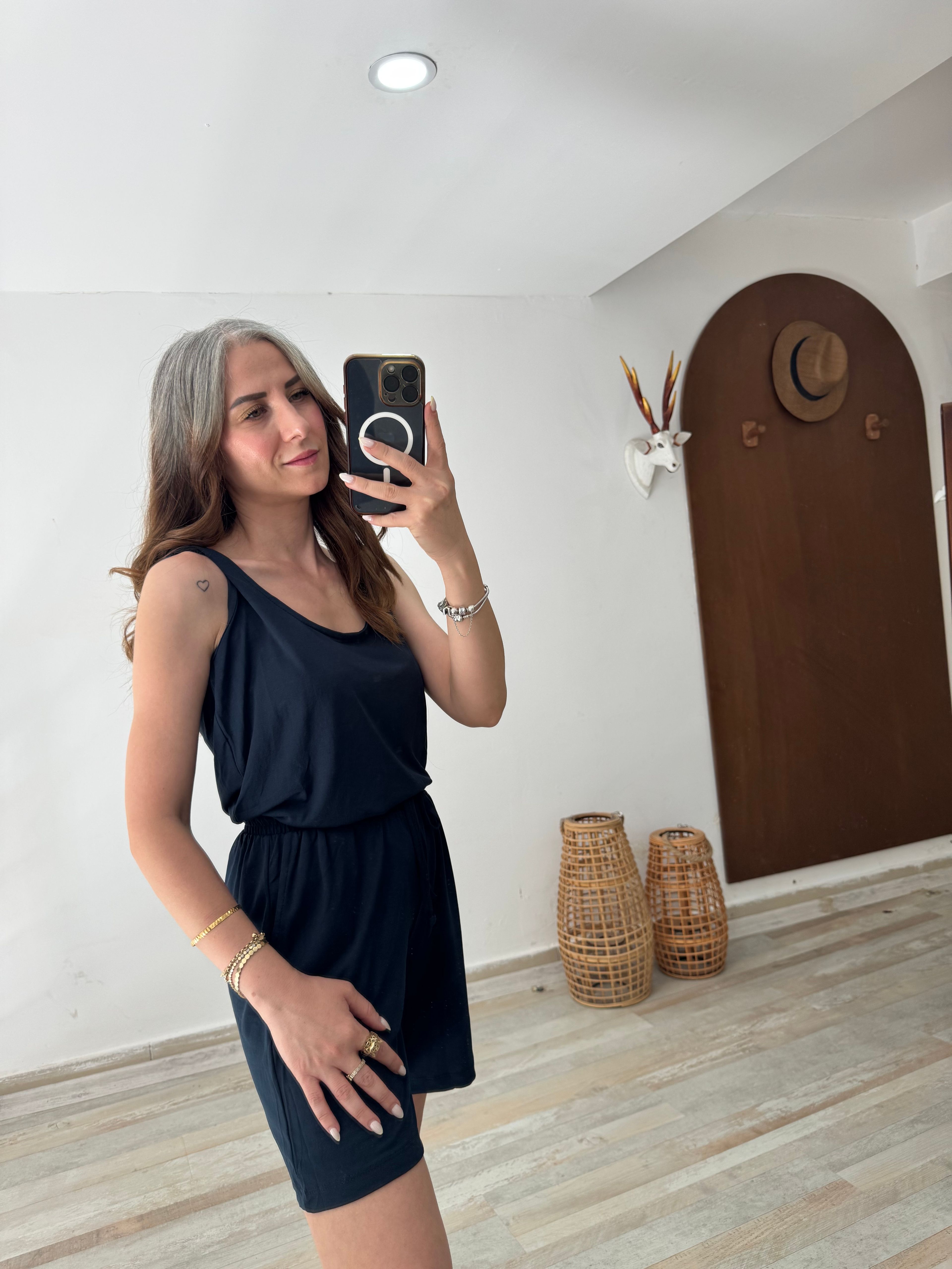 Lacivert Renk Modal Kumaş Şortlu Takım