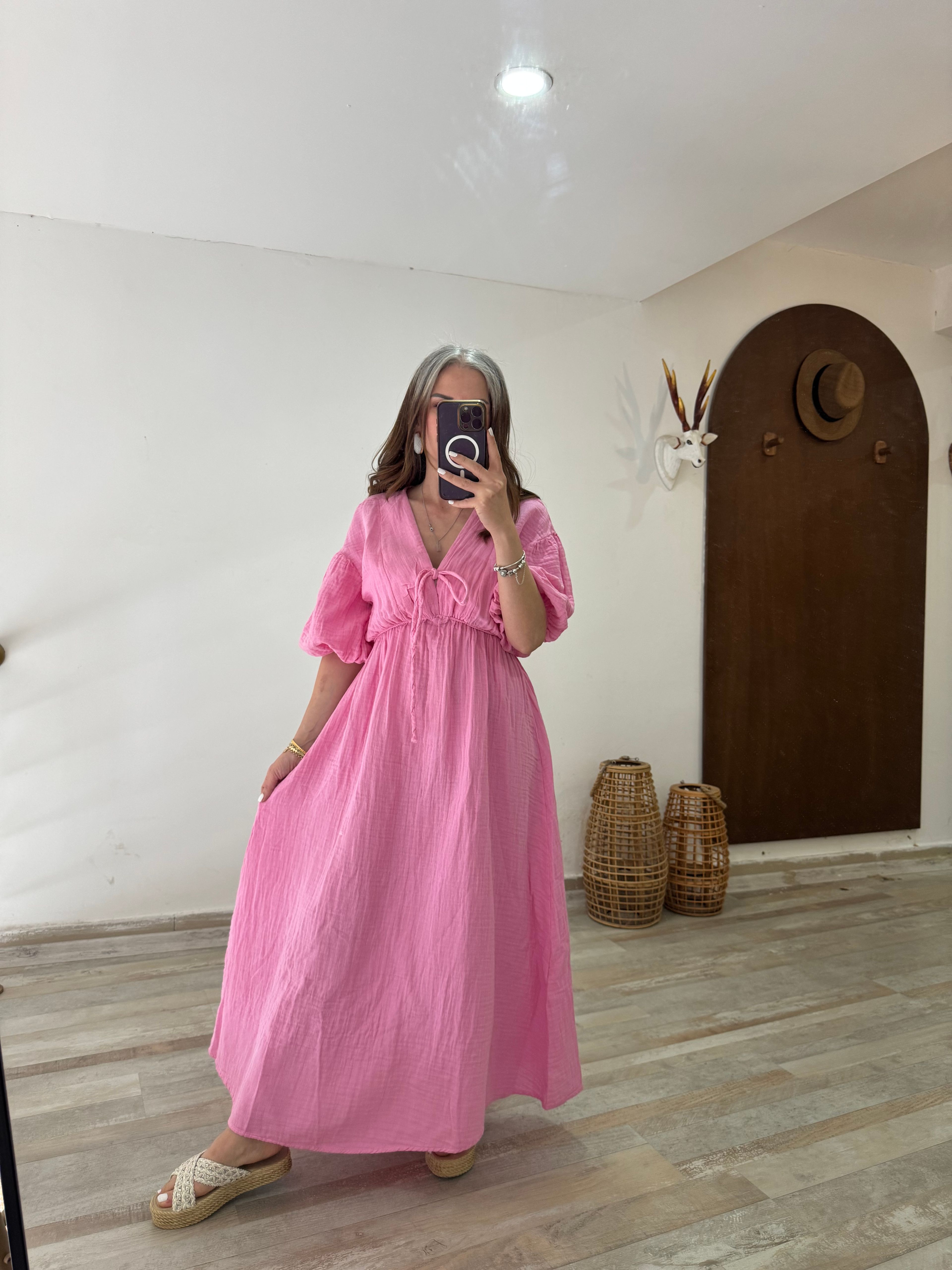 Pembe Müslin Elbise