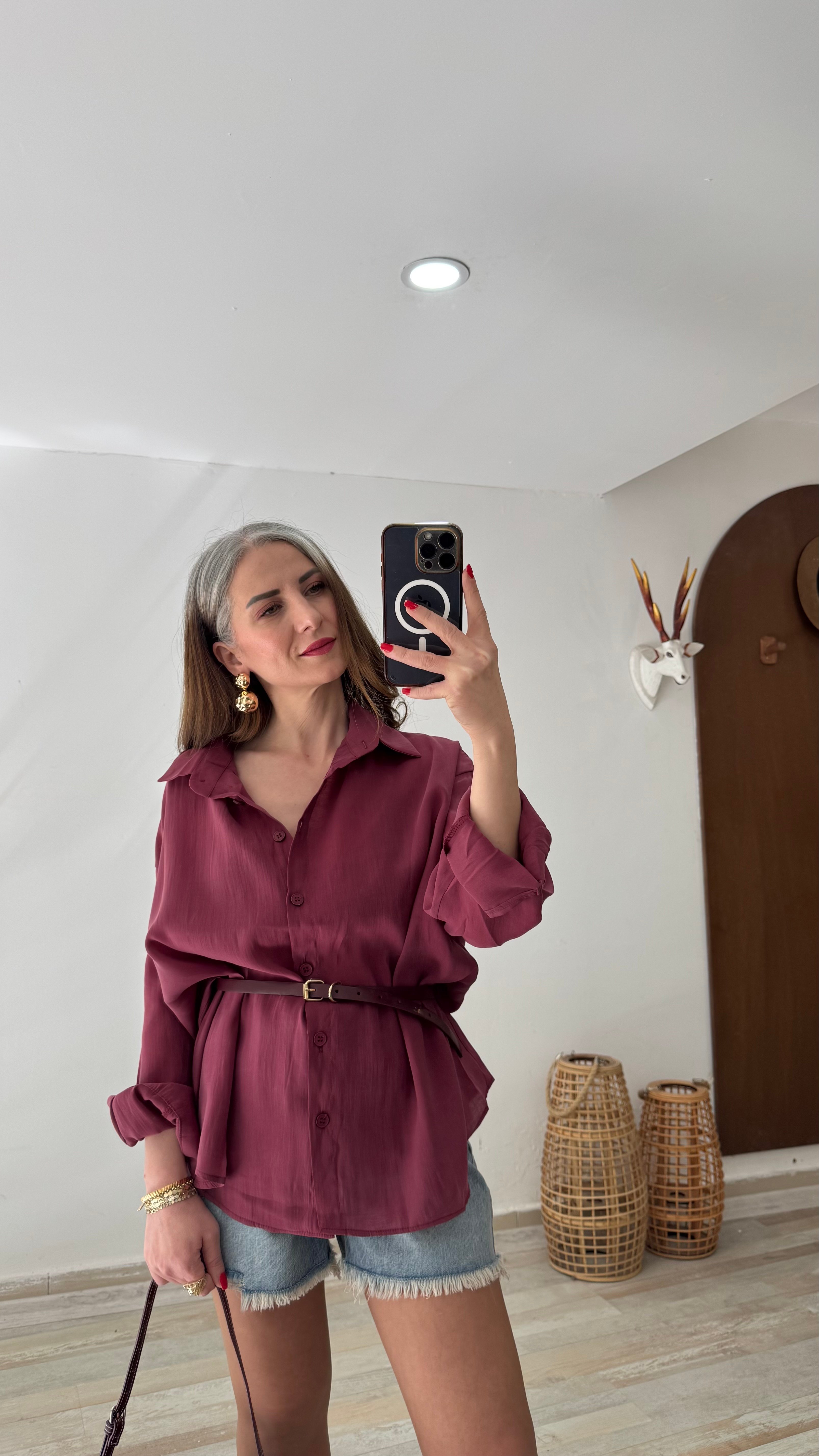Bordo Tiril Ferah Gömlek