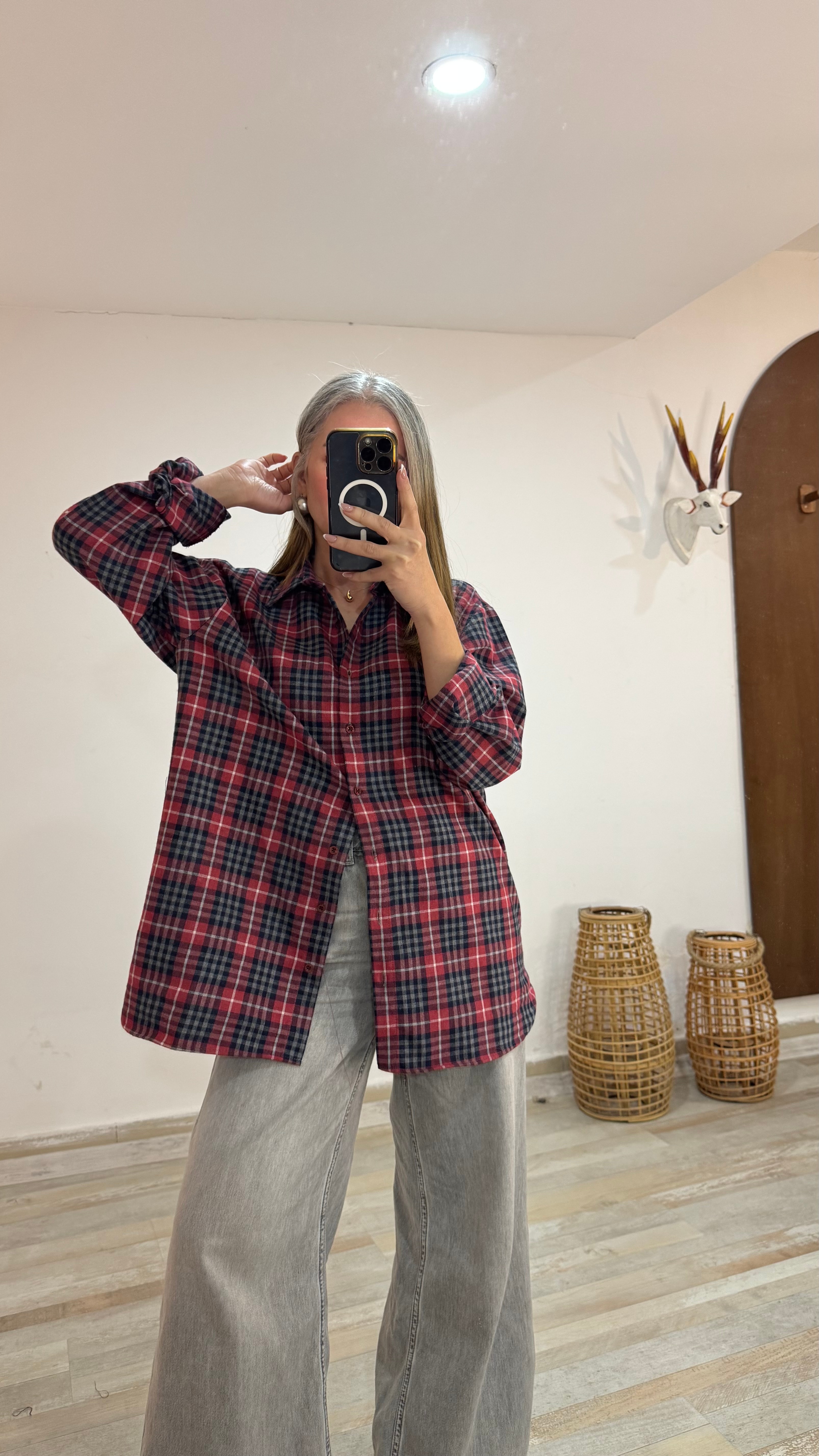 Kırmızı Renk Ekose Gömlek