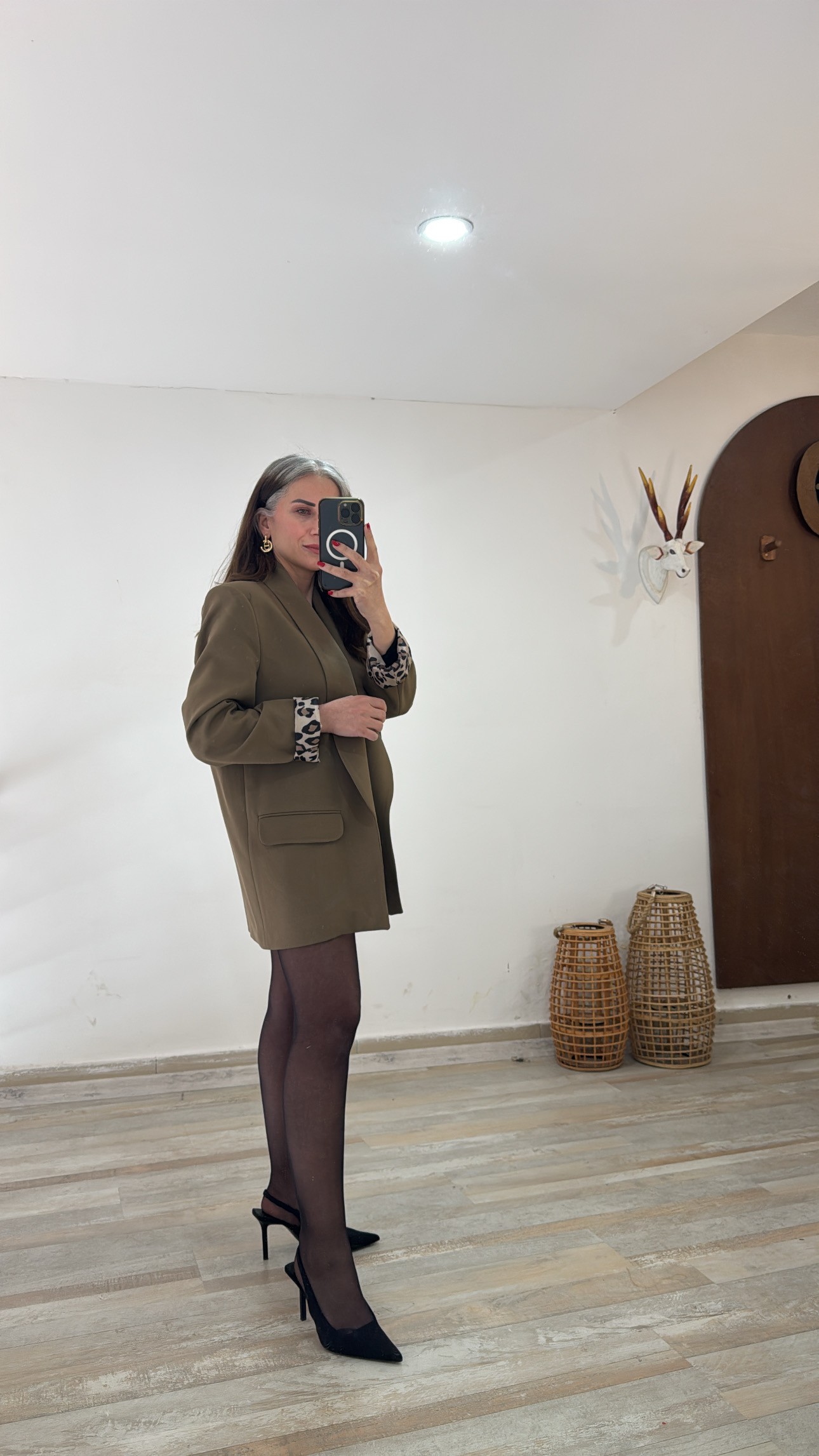 Leopar İç Astar Blazer Ceket